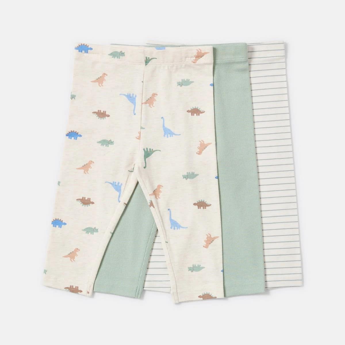 1 3 Pack Print Leggings GREEN DINOS, 1 of 8