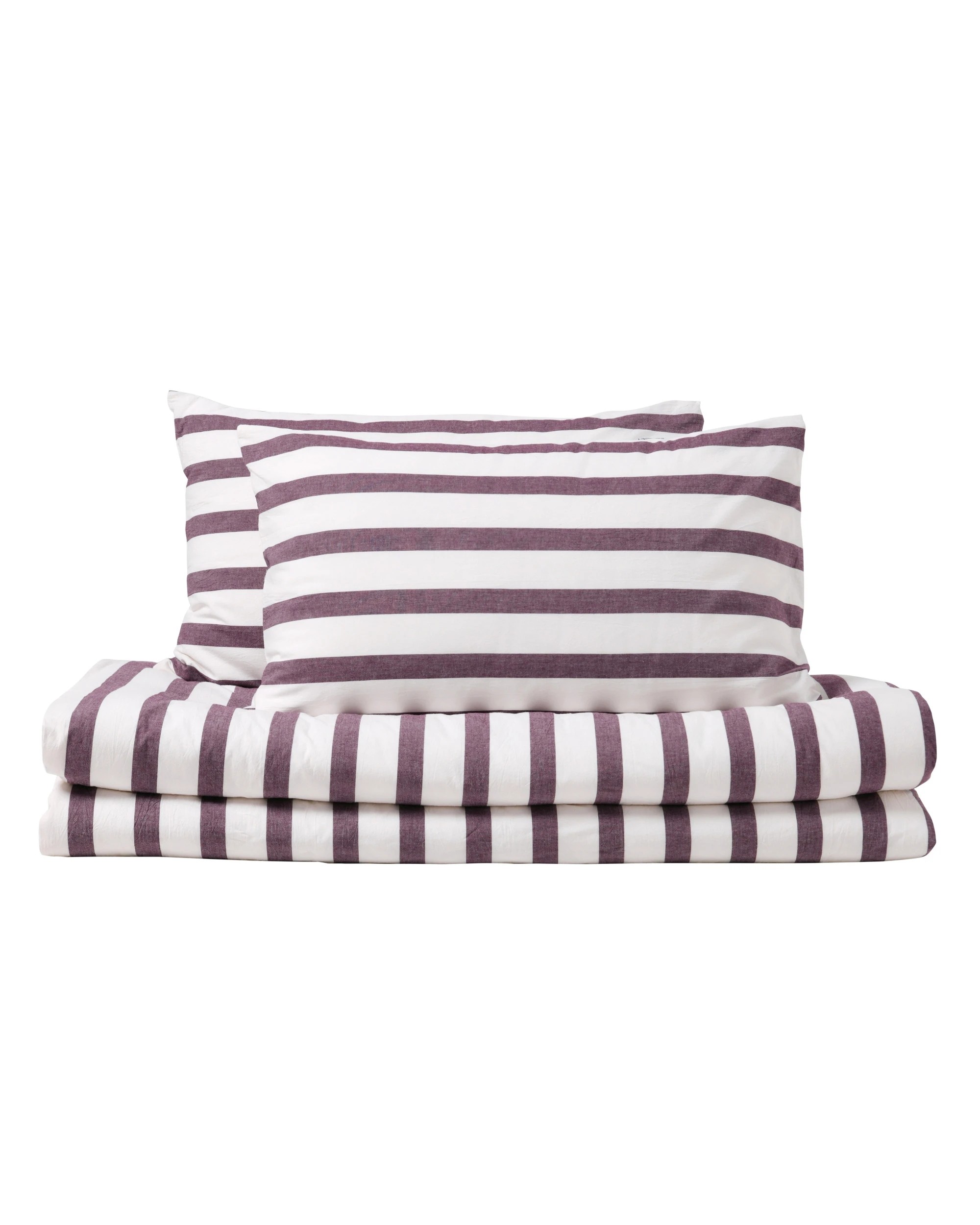 6 Dreamaker Cove Yarn Dyed Washed Cotton Striped Quilt Cover Set - King Bed - Plum, 6 of 7
