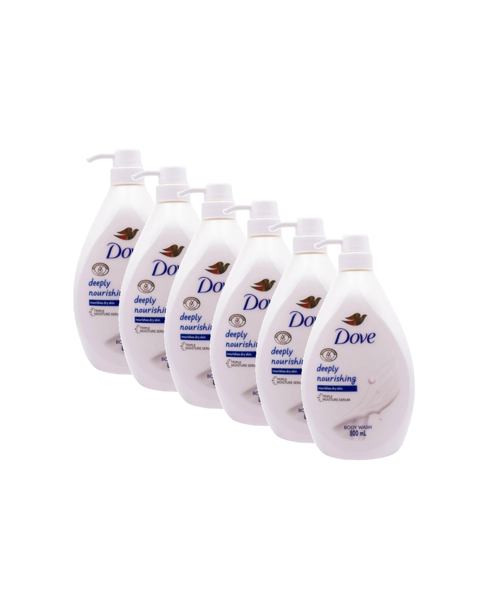 1 Dove 6PK Deeply Nourishing Dry Skin Triple Moisture Serum Body Wash 800ml - White, 1 of 4
