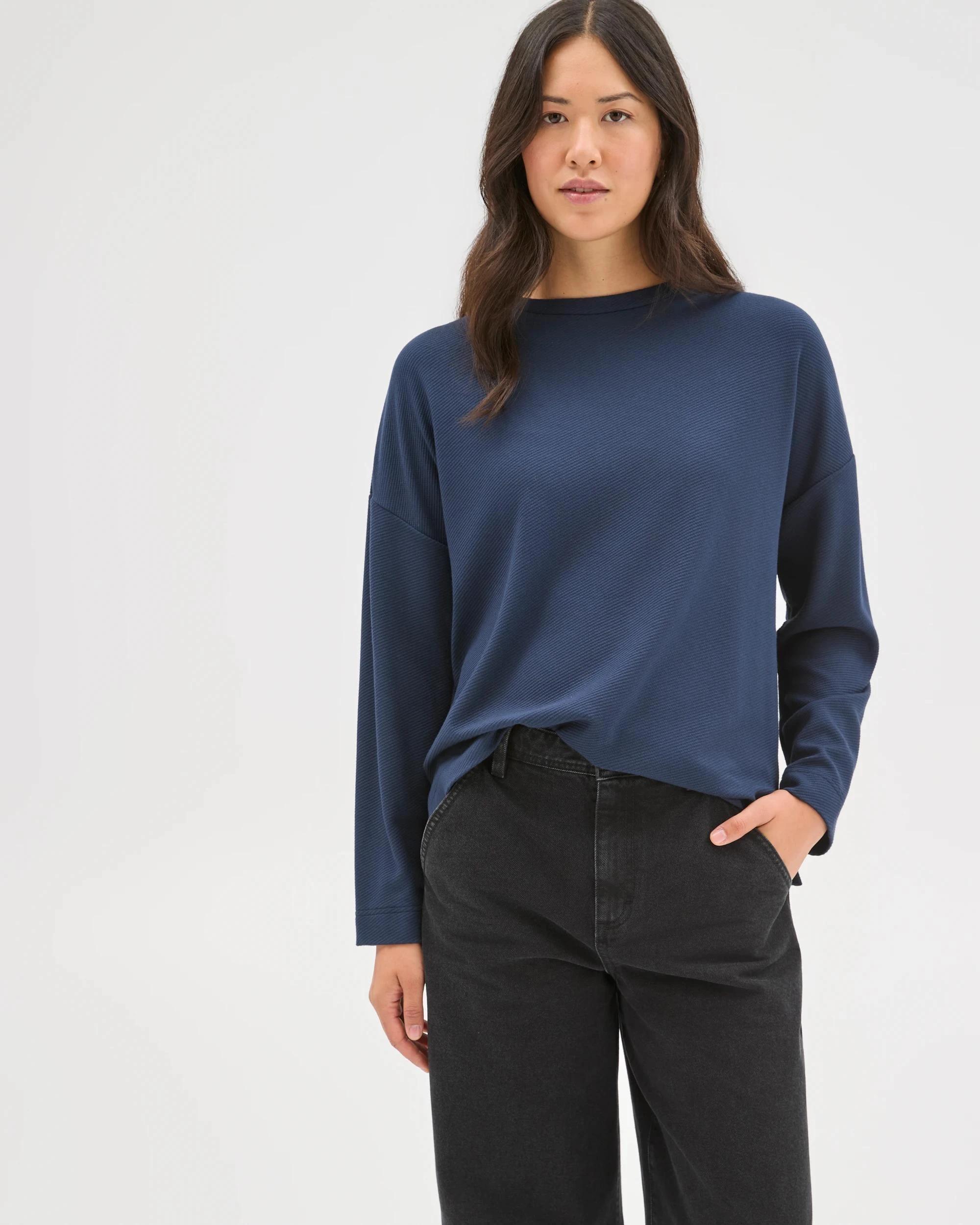 3 Target Woman Long Sleeve Ottoman T-Shirt NAVY BLAZER, 3 of 7