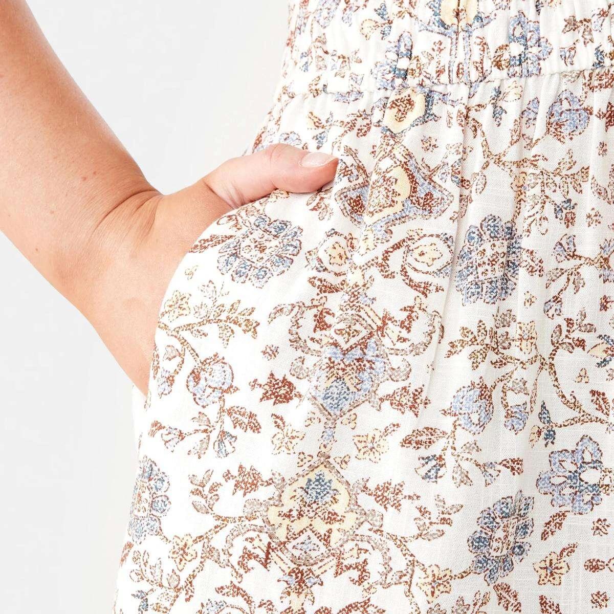 9 Short Sleeve Shirred Waist Midi Dress BOHO FLORAL BRUNI BLUE, 9 of 10