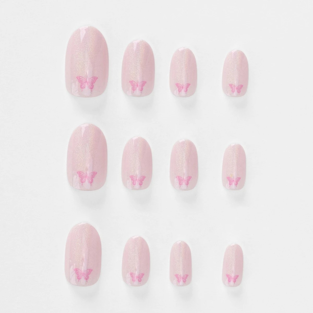 5 OXX Cosmetics 24 Pack False Nails with Adhesive - Oval Shape, Butterfly Shimmer, 5 of 5