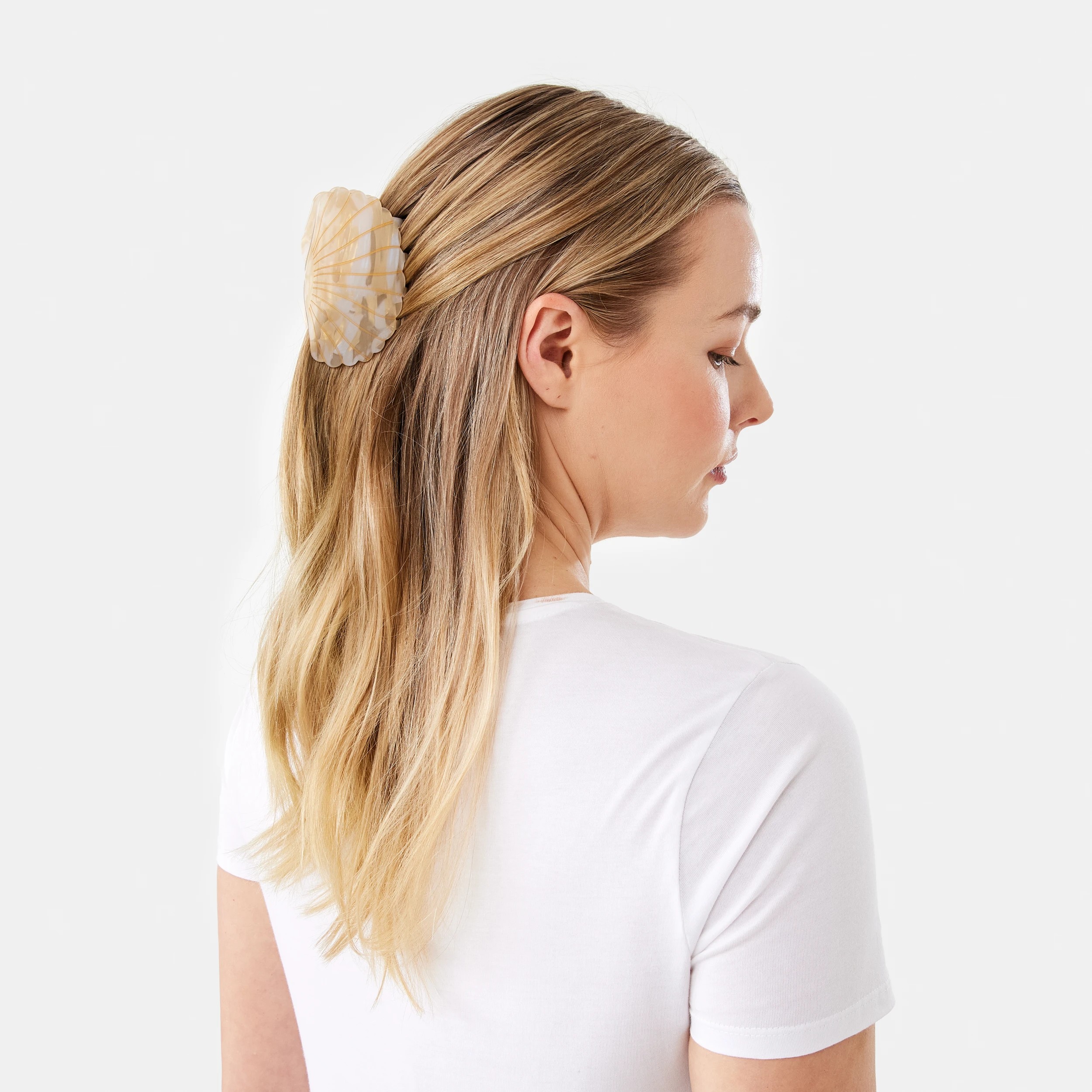 3 Beige Novelty Shell Claw Hair Clip, 3 of 4