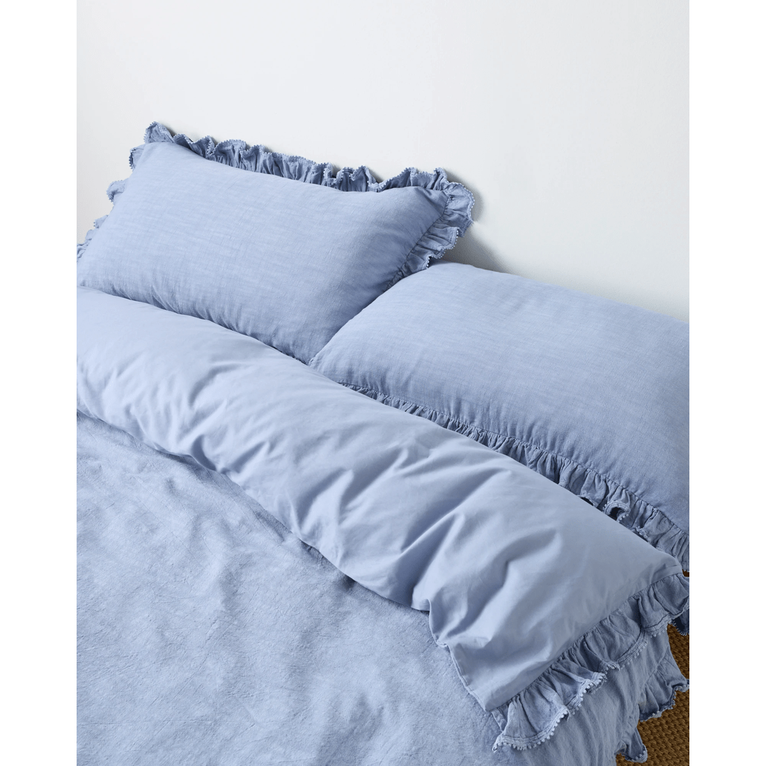 3 Target Kiara Australian Cotton Textured Stonewash Ruffle Quilt Cover Set
 - King Bed
 - Blue, 3 of 6