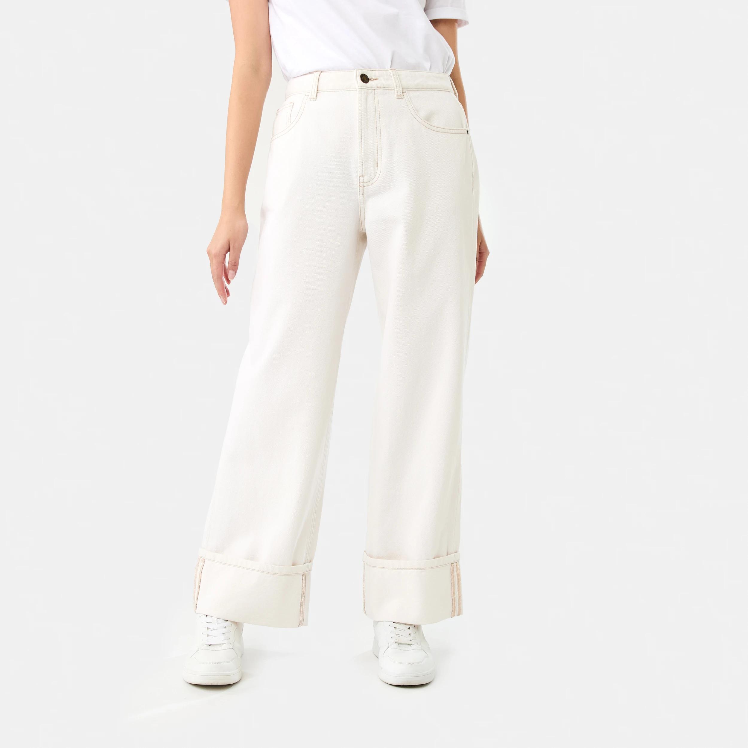 1 Cuffed Hem Jeans Ecru, 1 of 9