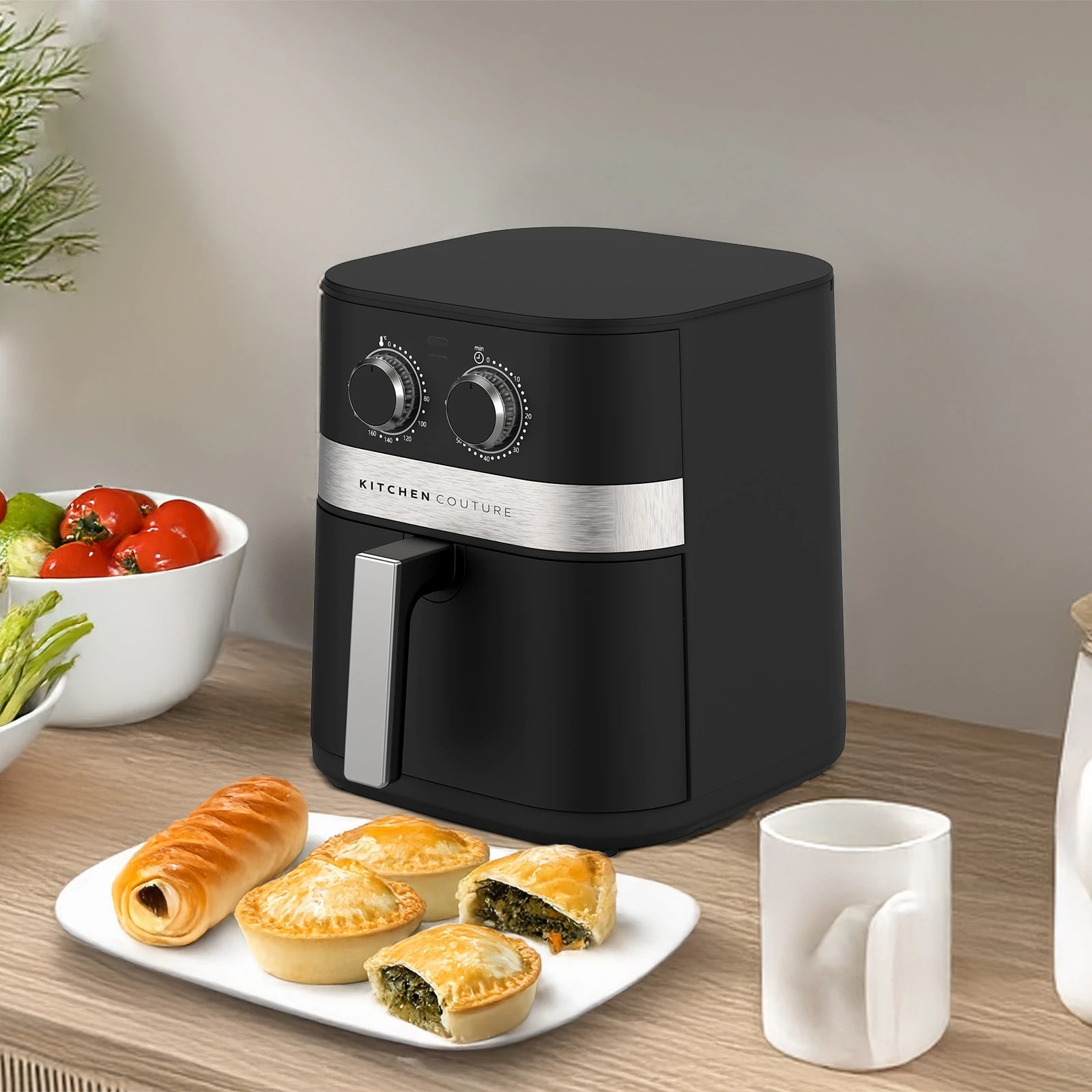 3 Kitchen Couture 5.5L Compact Air Fryer Stylish Powerful Healthy Cooking Black - Black, 3 of 7