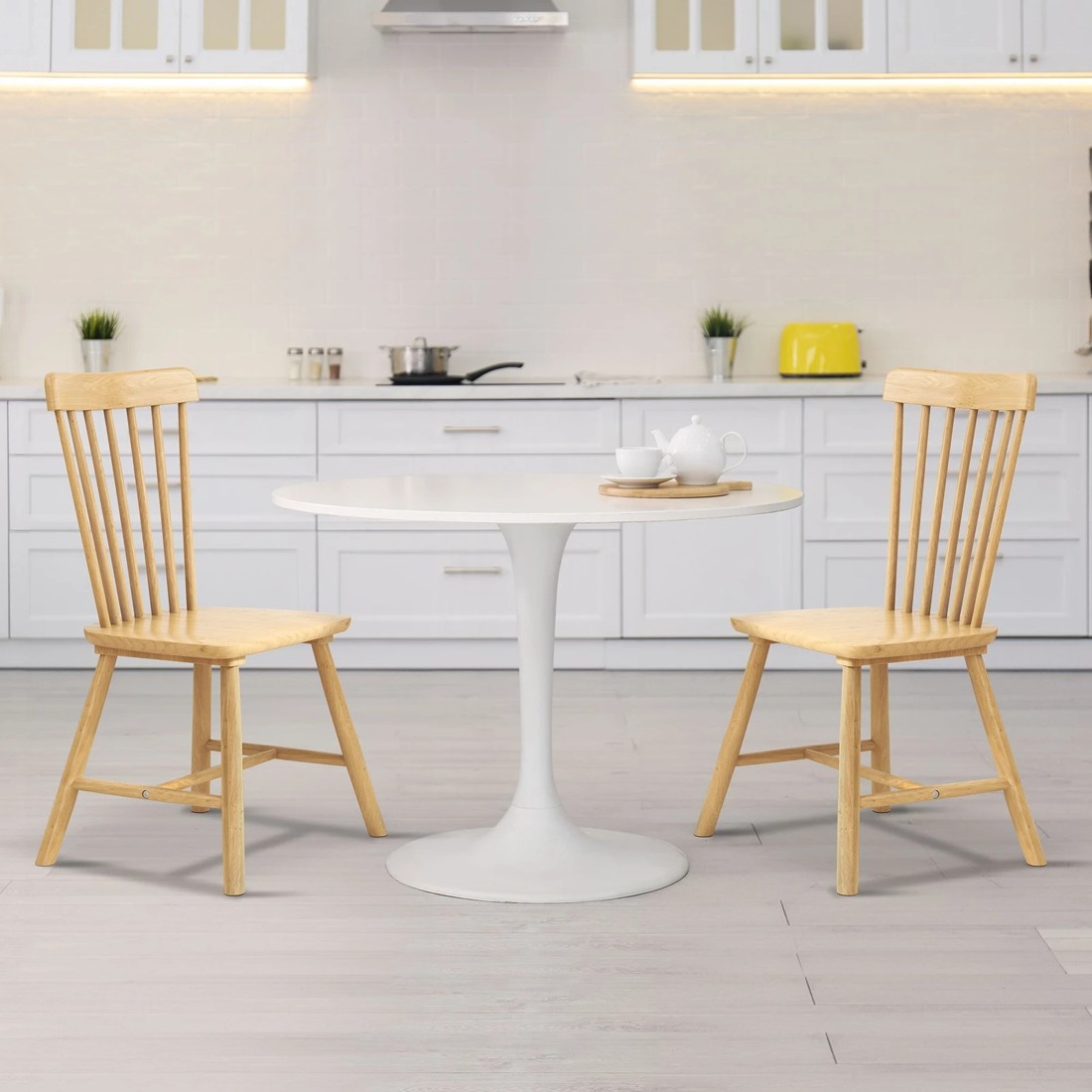 5 Alfordson 2x Dining Chairs Kitchen Lounge Cafe Retro Solid Wood Modern - Oak, 5 of 10