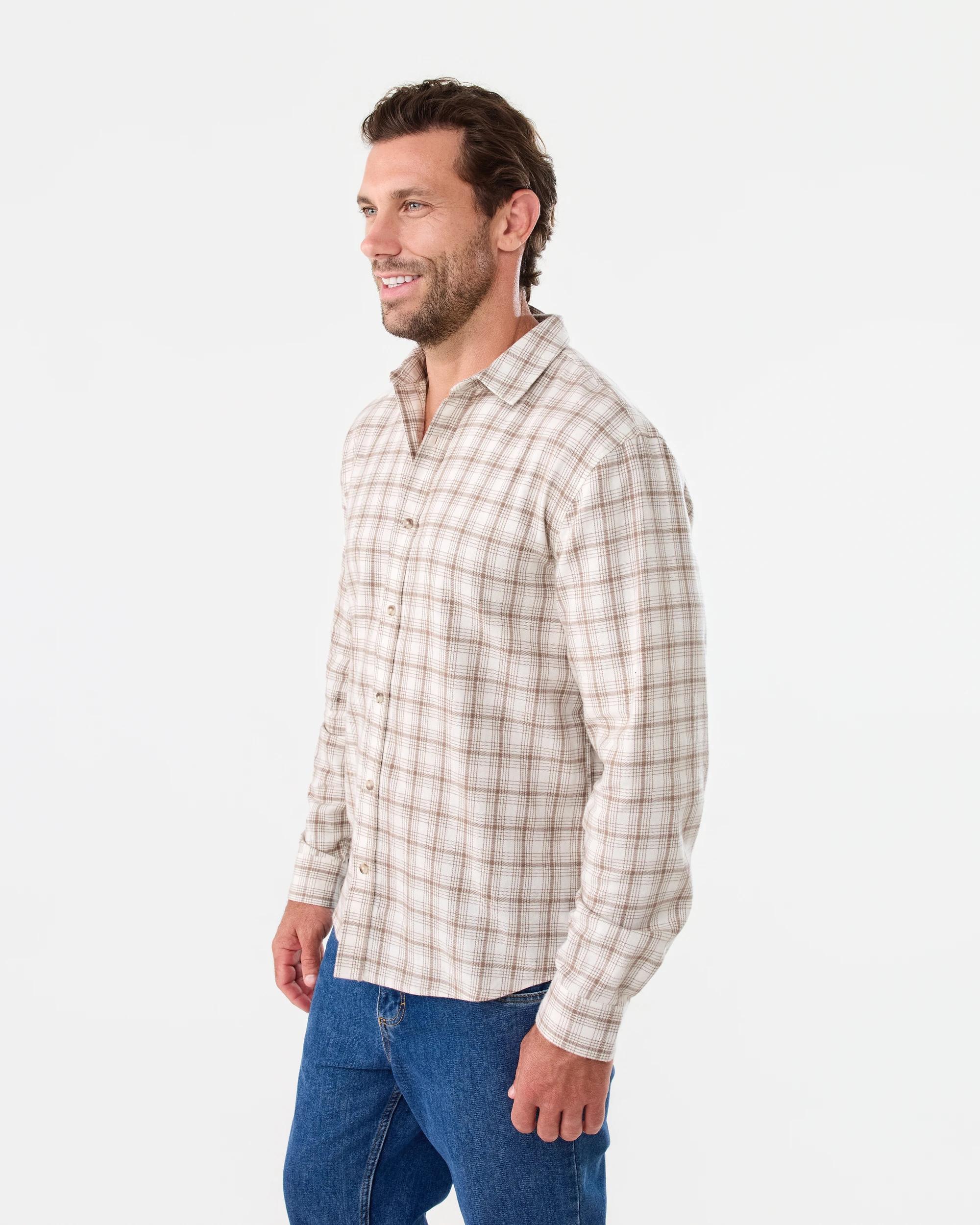 2 Long Sleeve Brushed Shirt Bge Check, 2 of 7