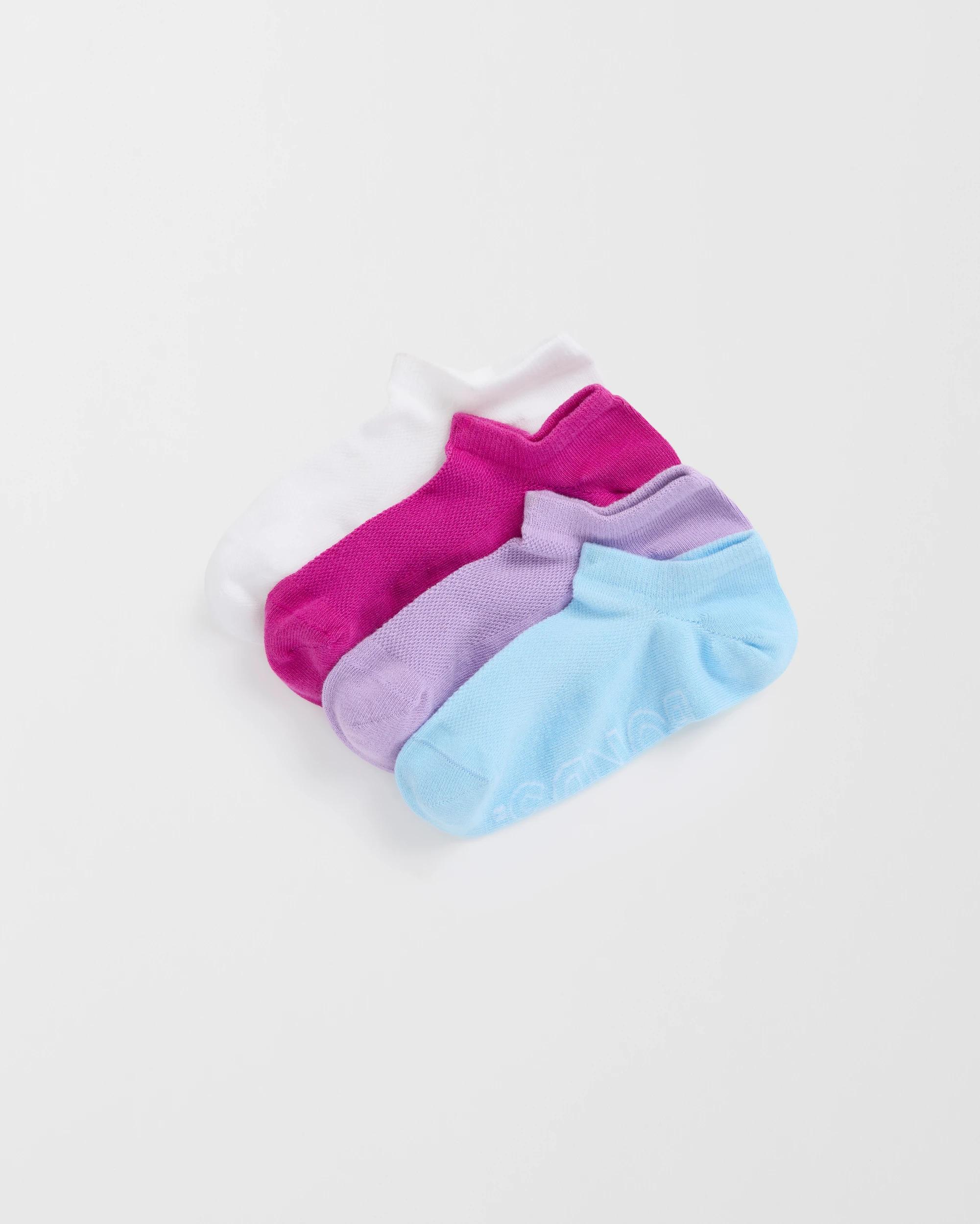 1 Women's Logo Lightweight No Show Socks 4 Pack - Bonds BLUE/PURPLE/PINK/WHITE, 1 of 3