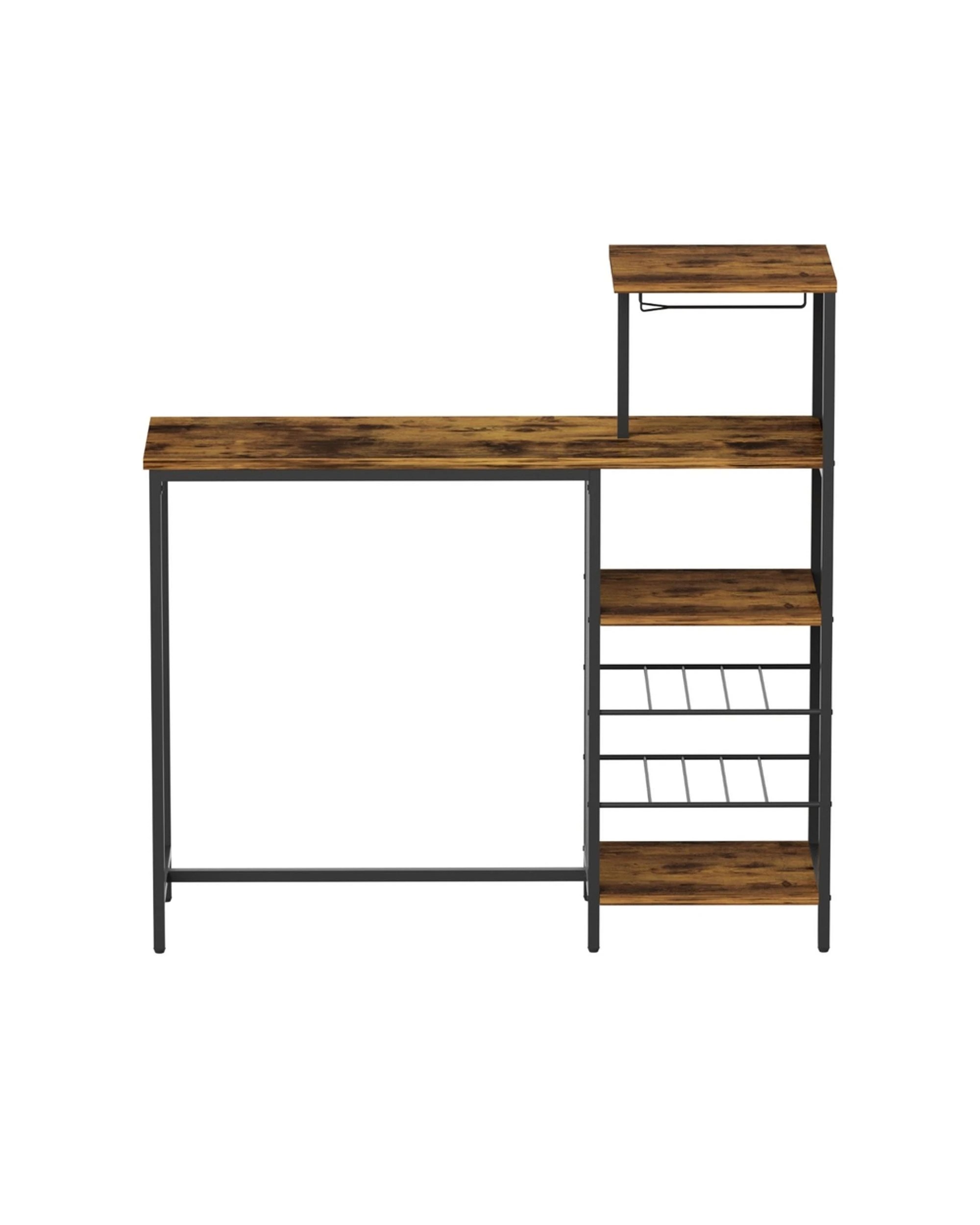 3 Artiss Industrial Bar Table Wine Rack Cup Holders Durable Storage Steel Metal Frame 122cm Compact Hub - brown, 3 of 8