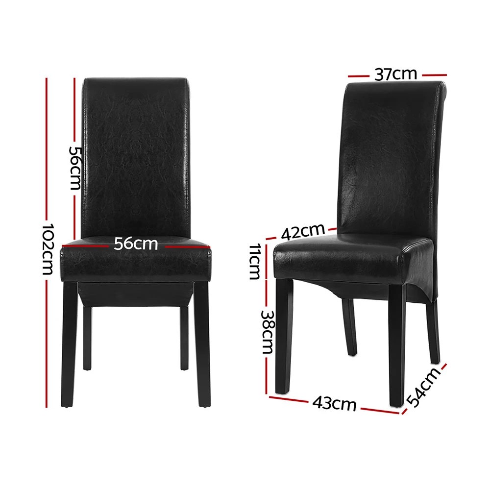 2 Artiss Dining Chairs Set of 4 Leather Parsons Chair - Black, 2 of 5