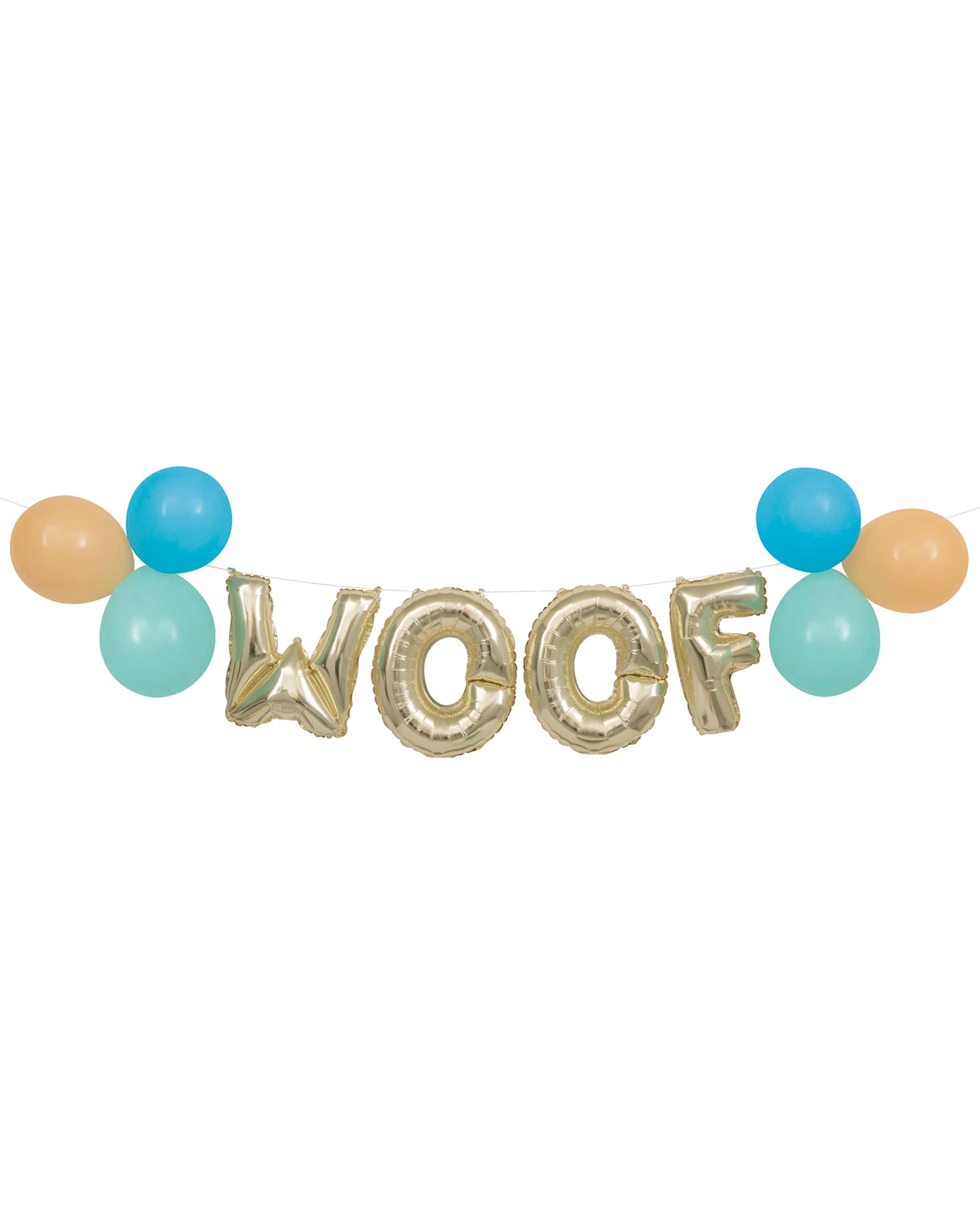 1 Unique Woof Foil Letter Balloon Banner Kit Air Fill, 1 of 4