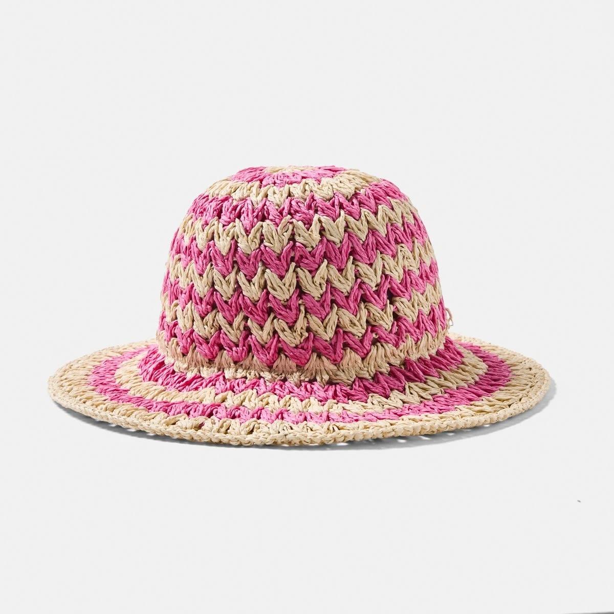 1 Crochet Straw Hat PINK STAW, 1 of 2