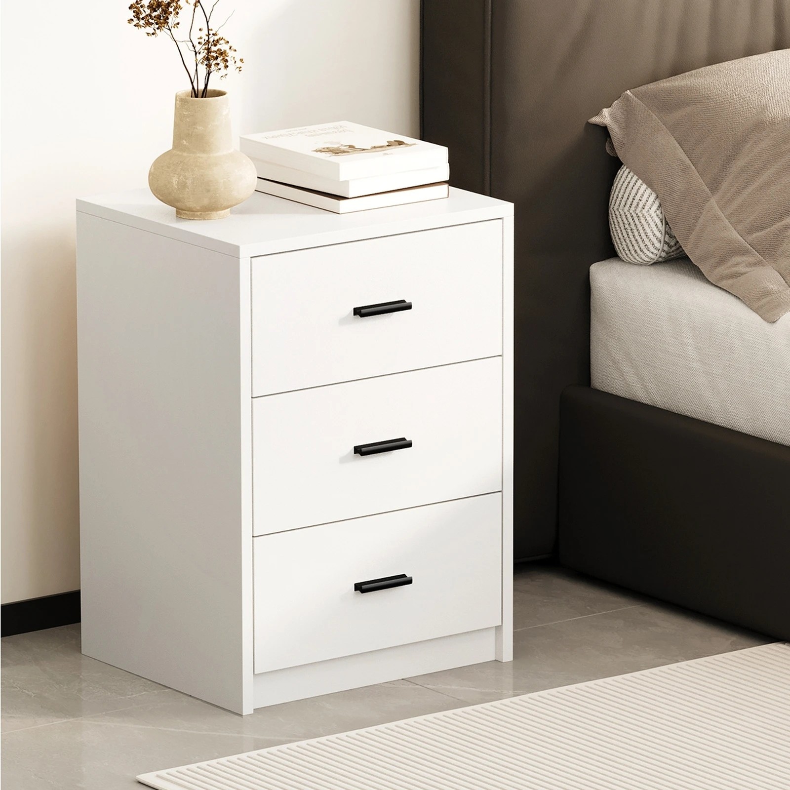 4 Oikiture 2x Bedside Table 3 Drawers Nightstand Bedroom Storage Side End - White, 4 of 9