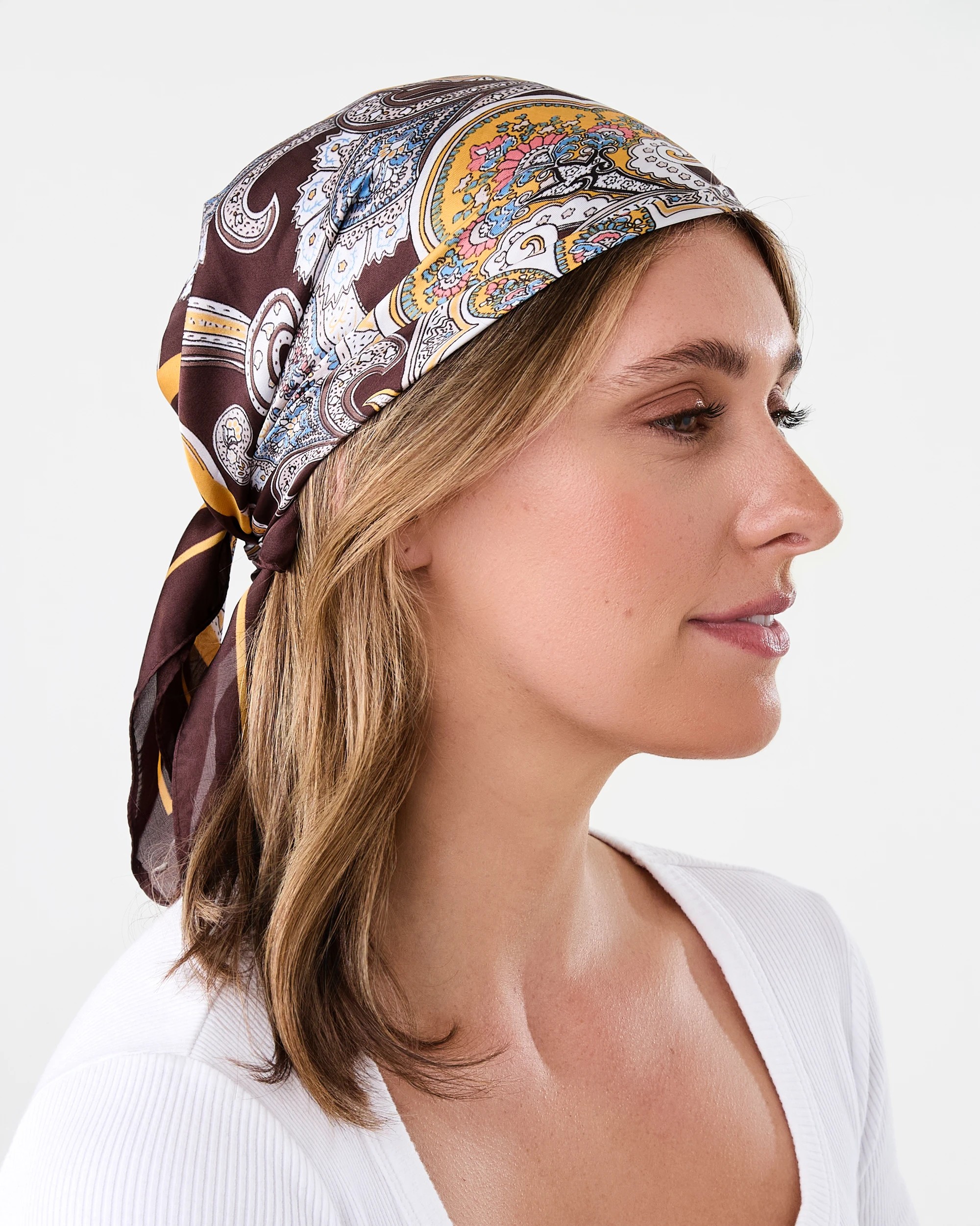 3 Paisley Hair Scarf - Brown, 3 of 4