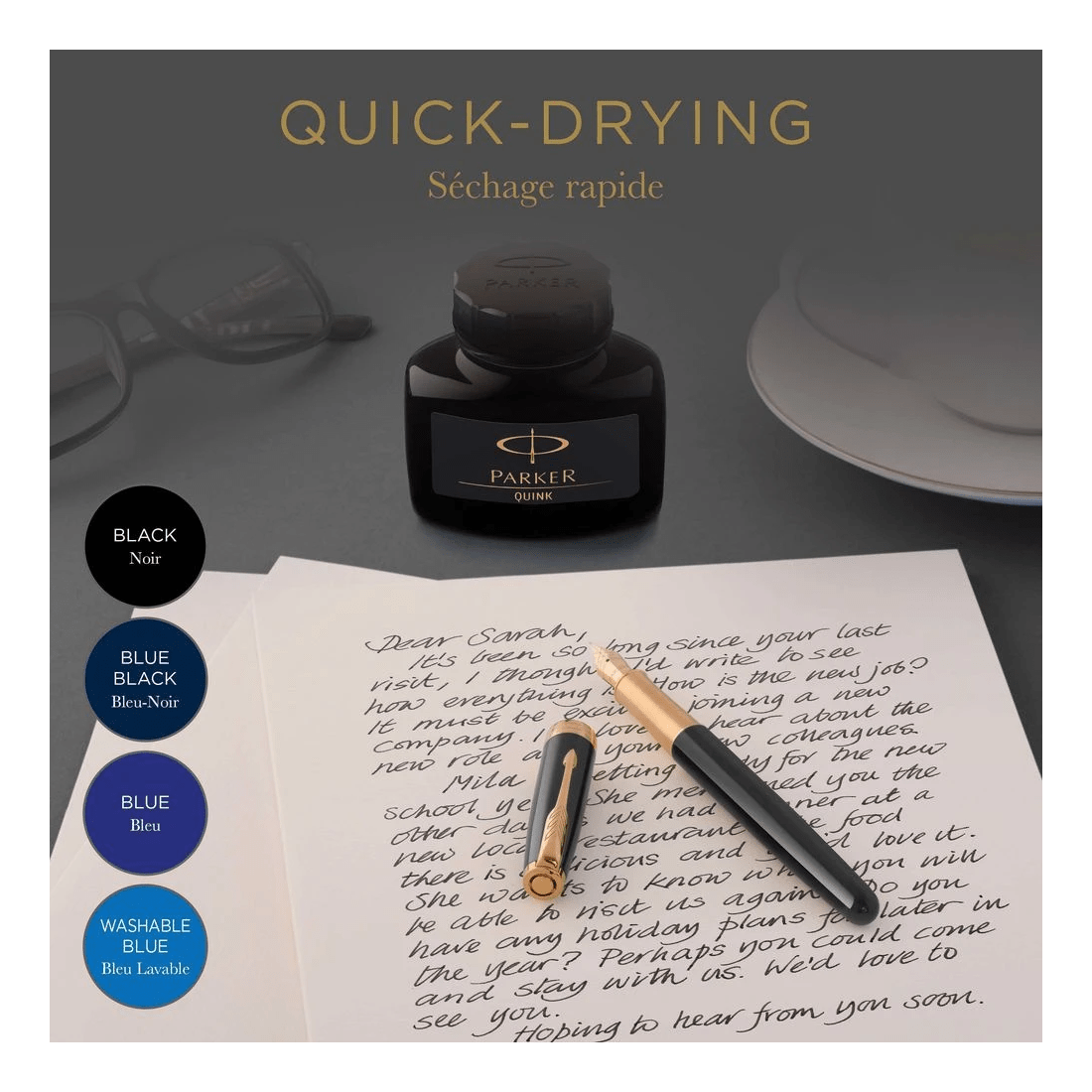 8 Parker Quink Ink Bottle Washable Blue 57mL, 8 of 9