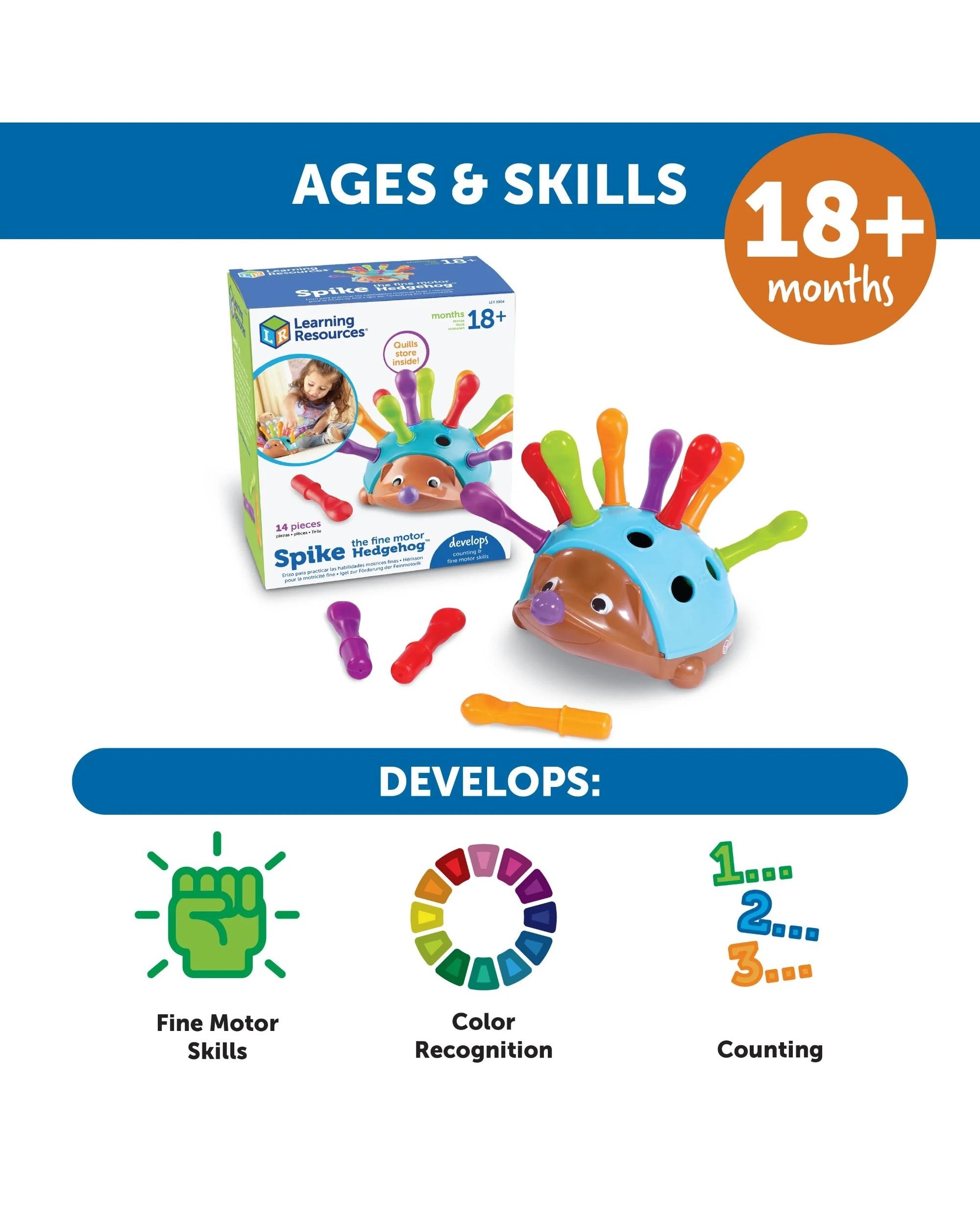 6 Learning Resources Spike the Fine Motor Hedgehog, 6 of 7