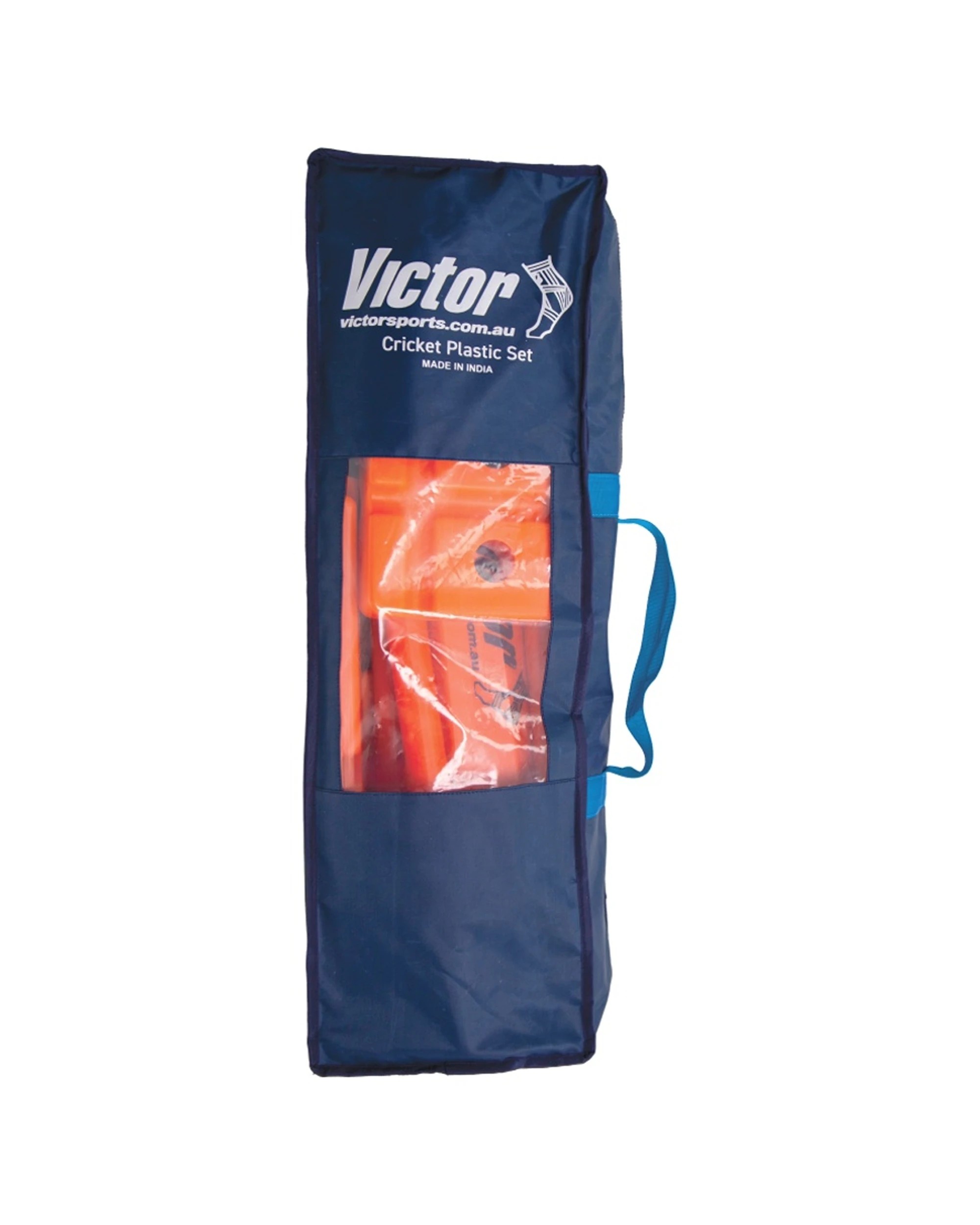 3 Victor Cricket Plastic Set With Carry Bag Bats Balls Stumps Size 4 - Orange, 3 of 3