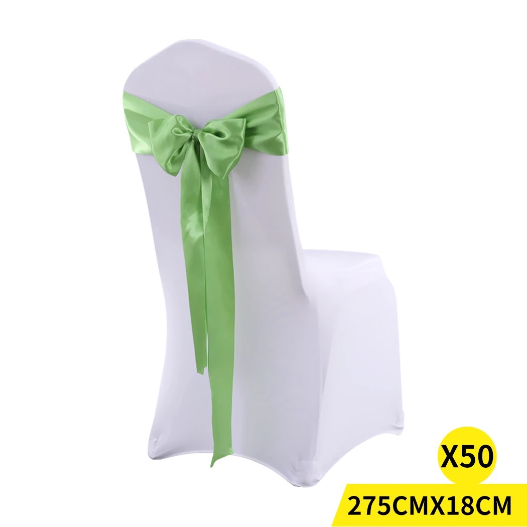 1 Traderight 50 Pcs Satin Chair Sashes In Grass Colour - Green, 1 of 8