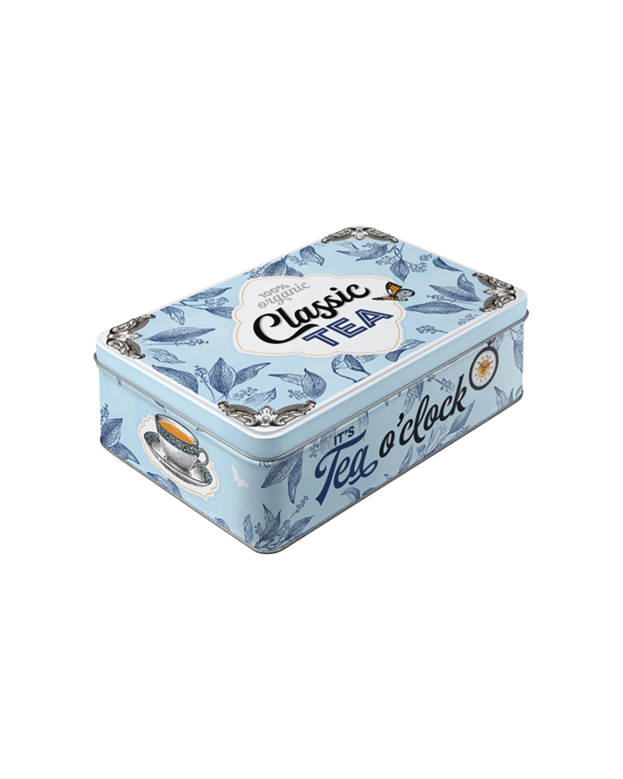 1 Nostalgic Art Flat Tin Storage Box Embossed Design 2.5L Capacity - Classic Tea - Multi, 1 of 1