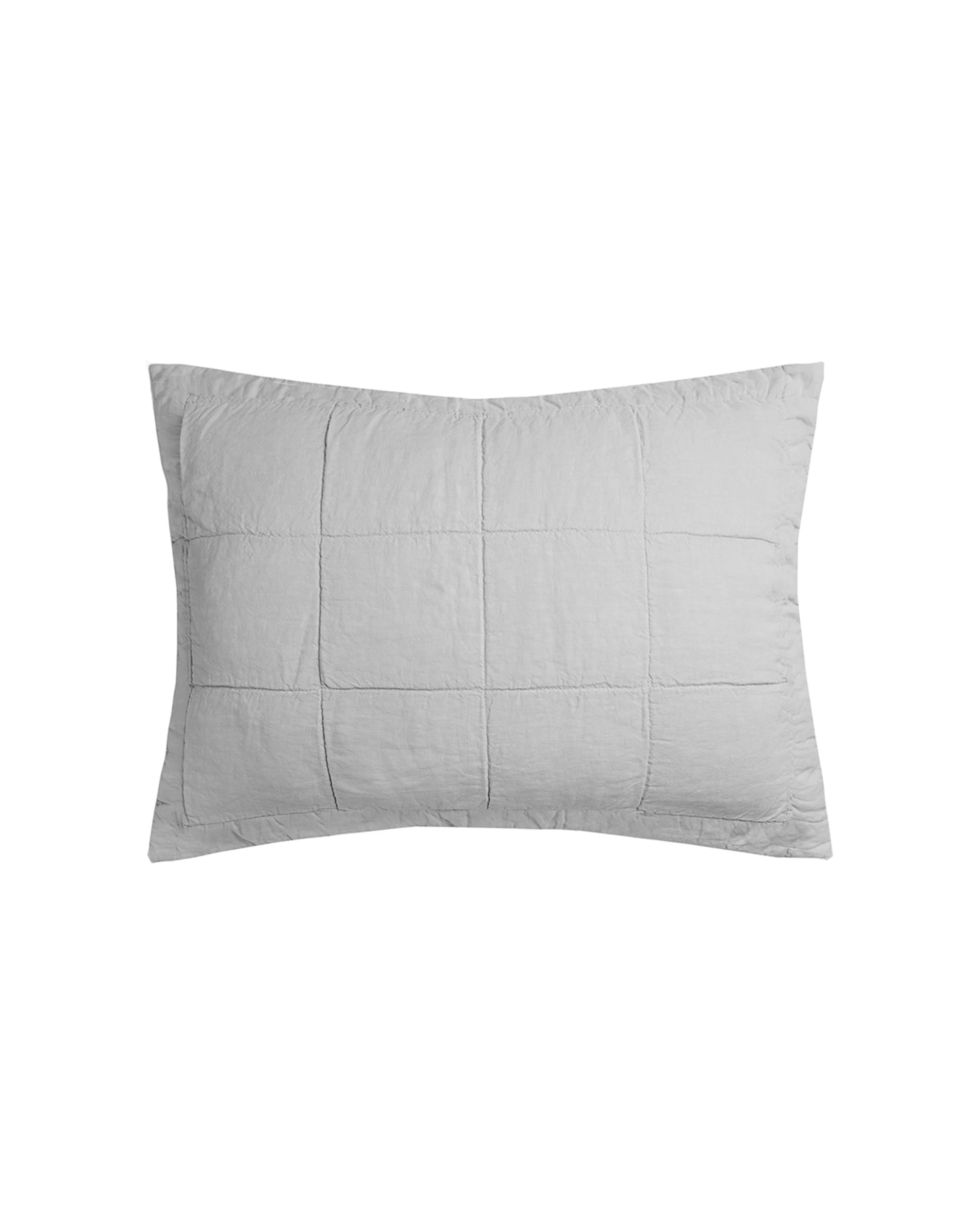 1 Bambury Home Living Decor Linen Quilted Pillow Sham 73 x 48cm - Silver, 1 of 1