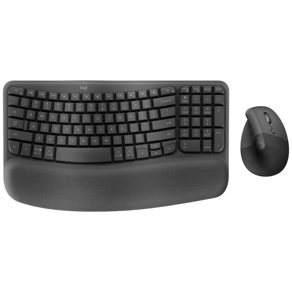 1 Logitech Wave/Lift Ergonomic Keyboard & Mouse Combo Graphite, 1 of 10