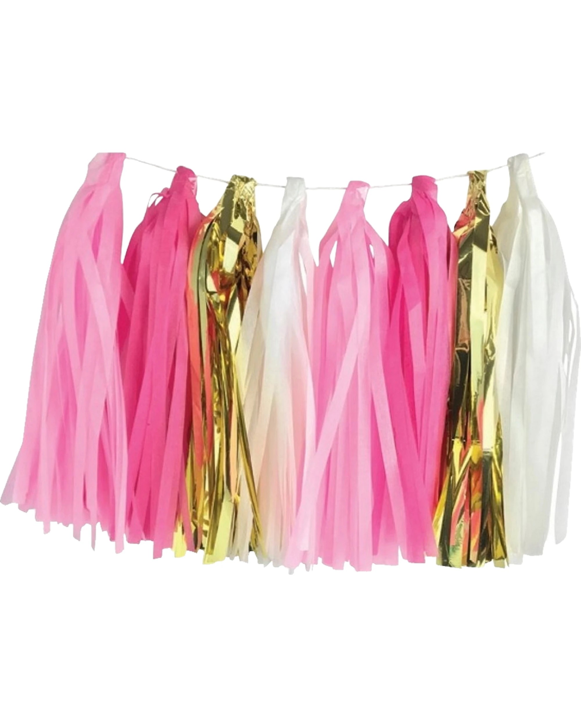 1 Artwrap Hot Pink, Light Pink, White & Gold Tassel Garland - Pink, White, Gold, 1 of 2