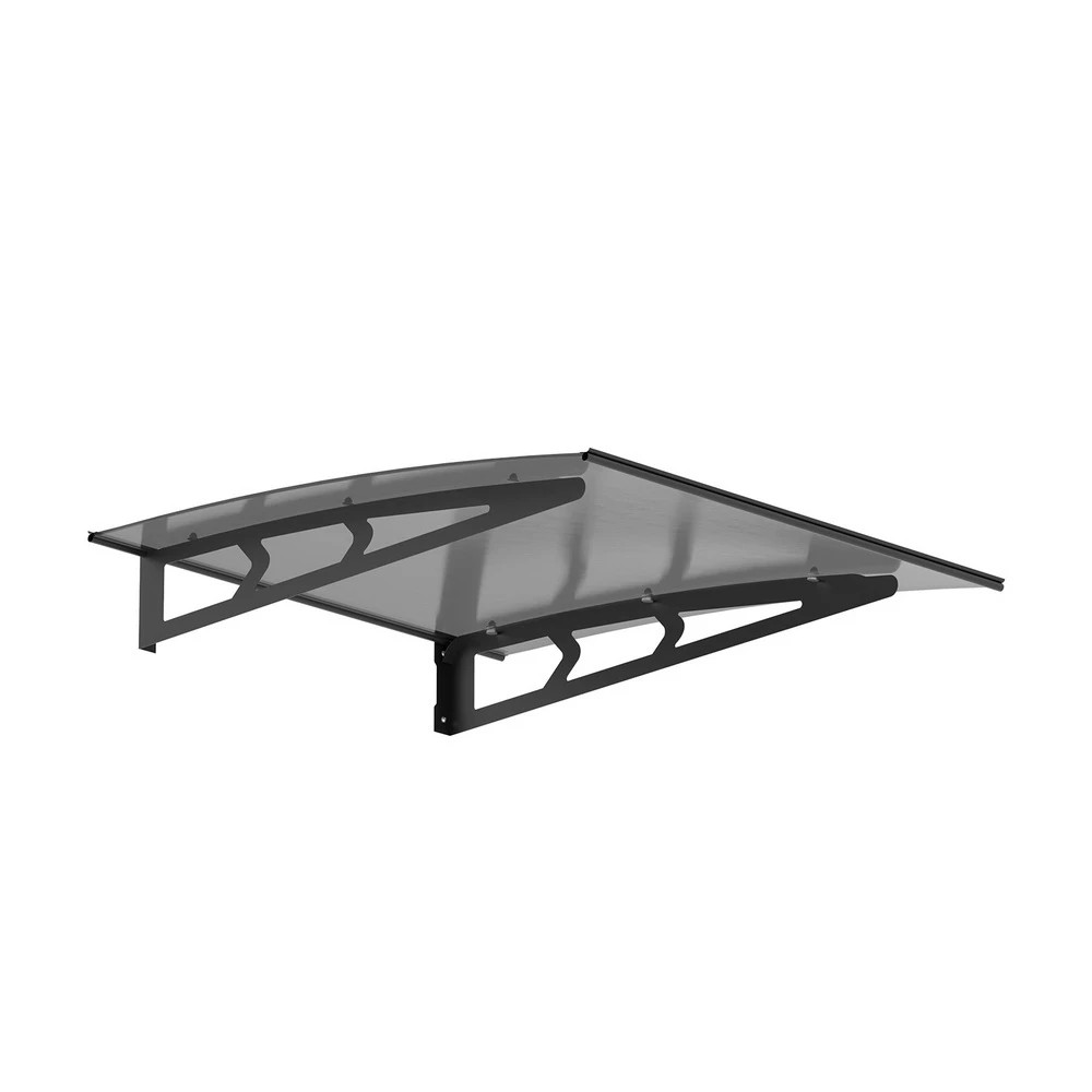 1 Instahut Window Door Awning Canopy 1mx1m  Solid Sheet Metal - Grey, 1 of 3