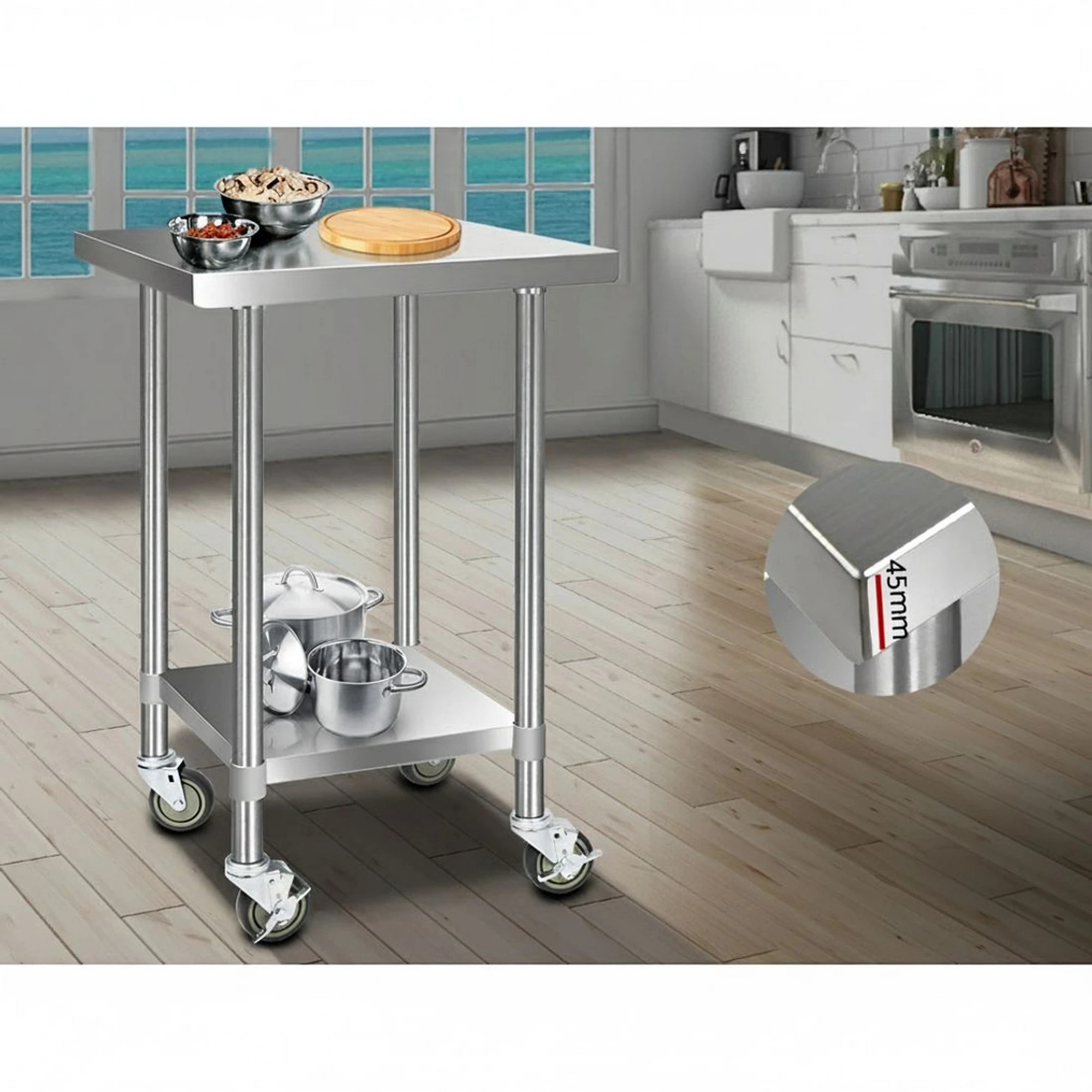 4 Cefito Stainless Steel Kitchen Bench with Wheels - Multi, 4 of 7