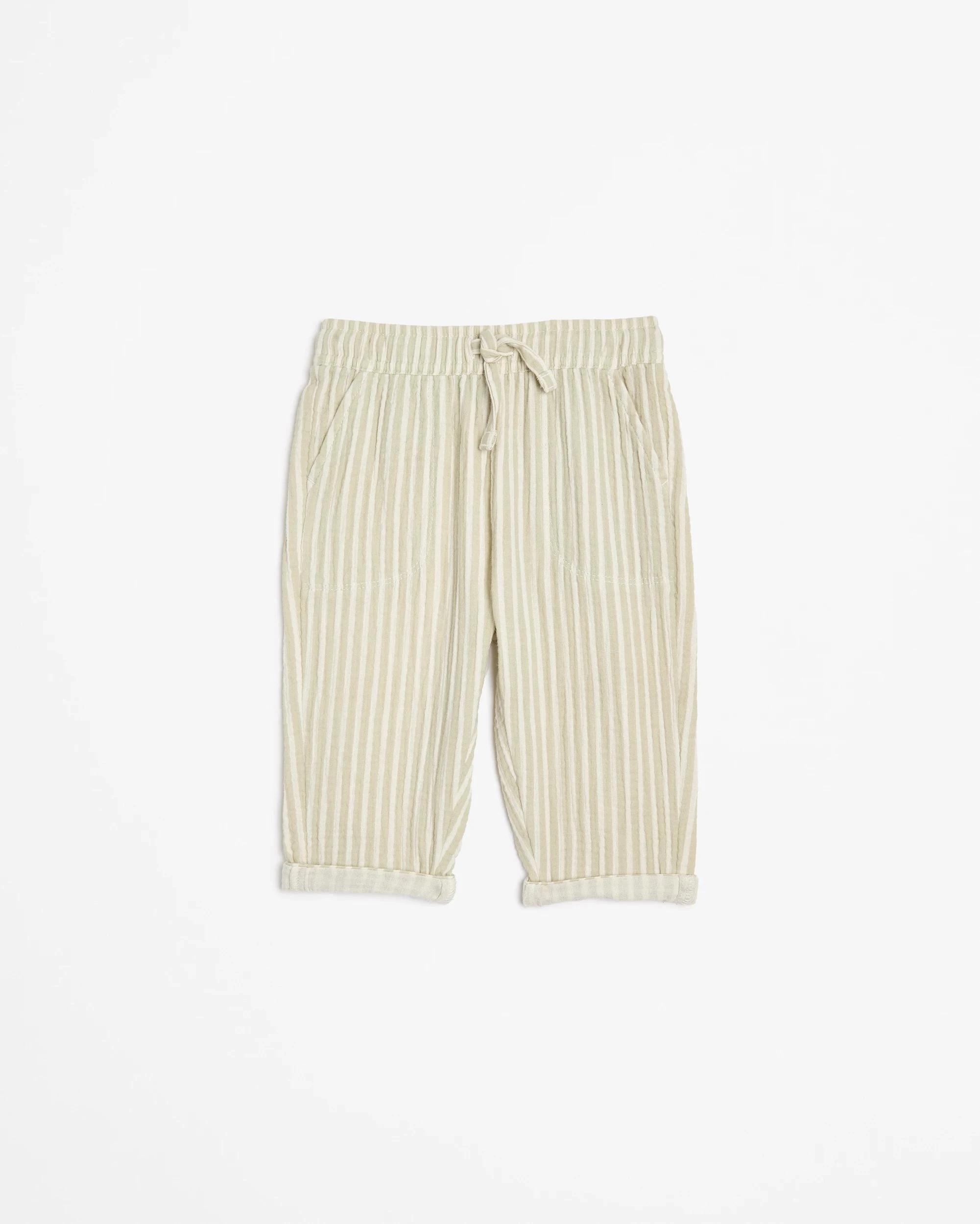 1 Target Baby Muslin Pants CREAM/GREEN STRIPE, 1 of 3