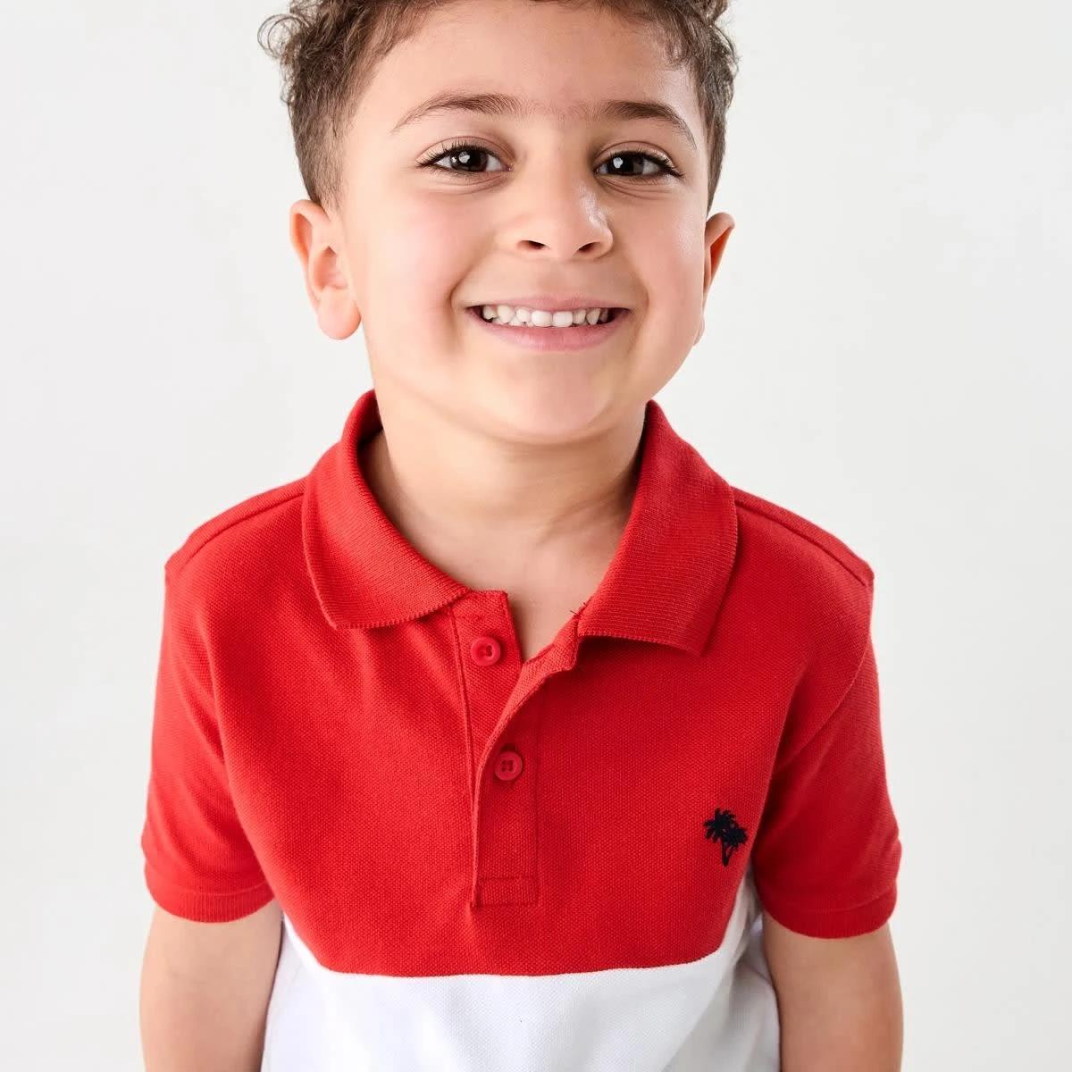 3 Colour Block Polo Shirt RUBICONDO RED, 3 of 7