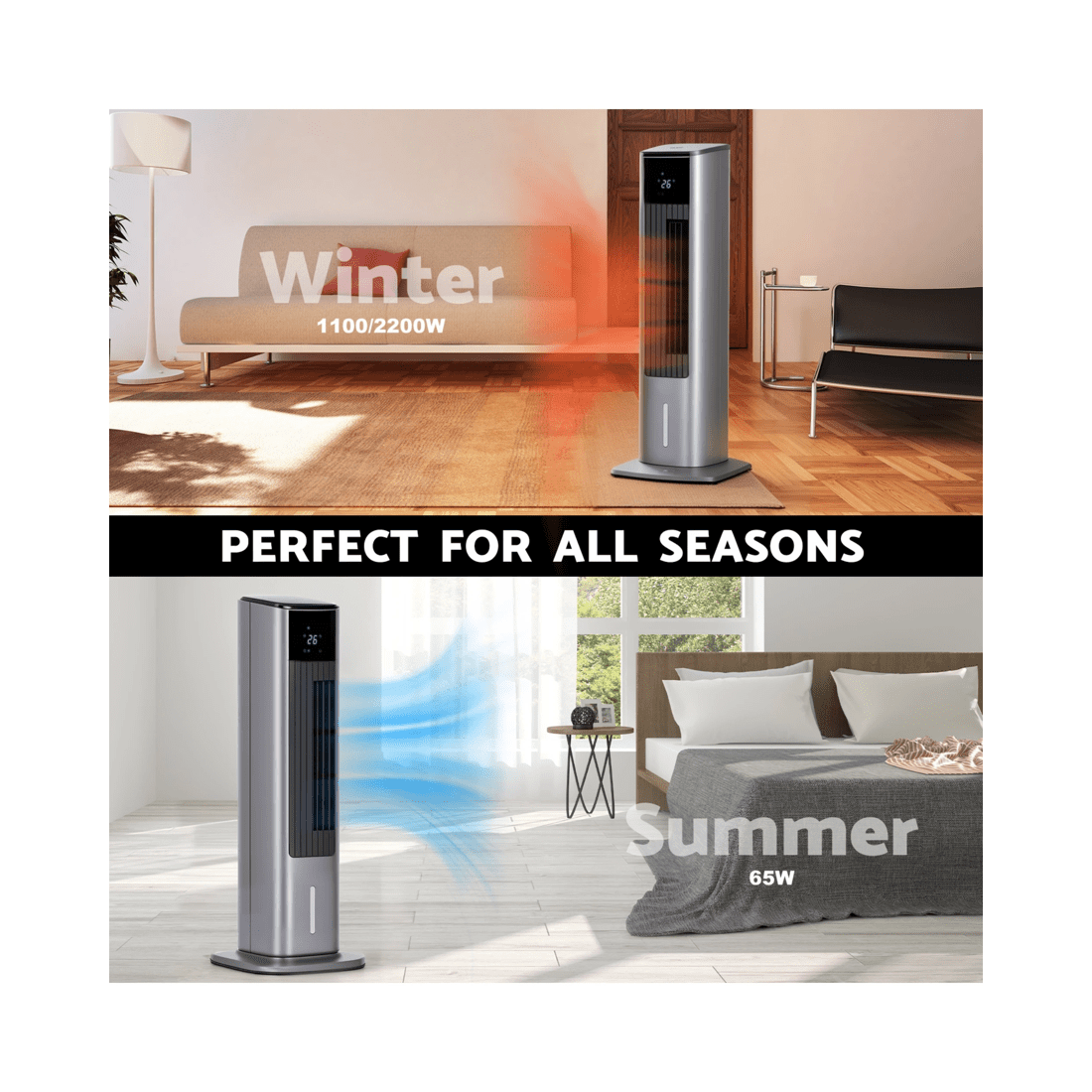 6 Advwin 2 In 1 Cooler & Heater, 3.5l Air Conditioner Fan With 2 Ice Box, 3 Wind Speeds, Tip-over And Overheat Protection, 6 of 7