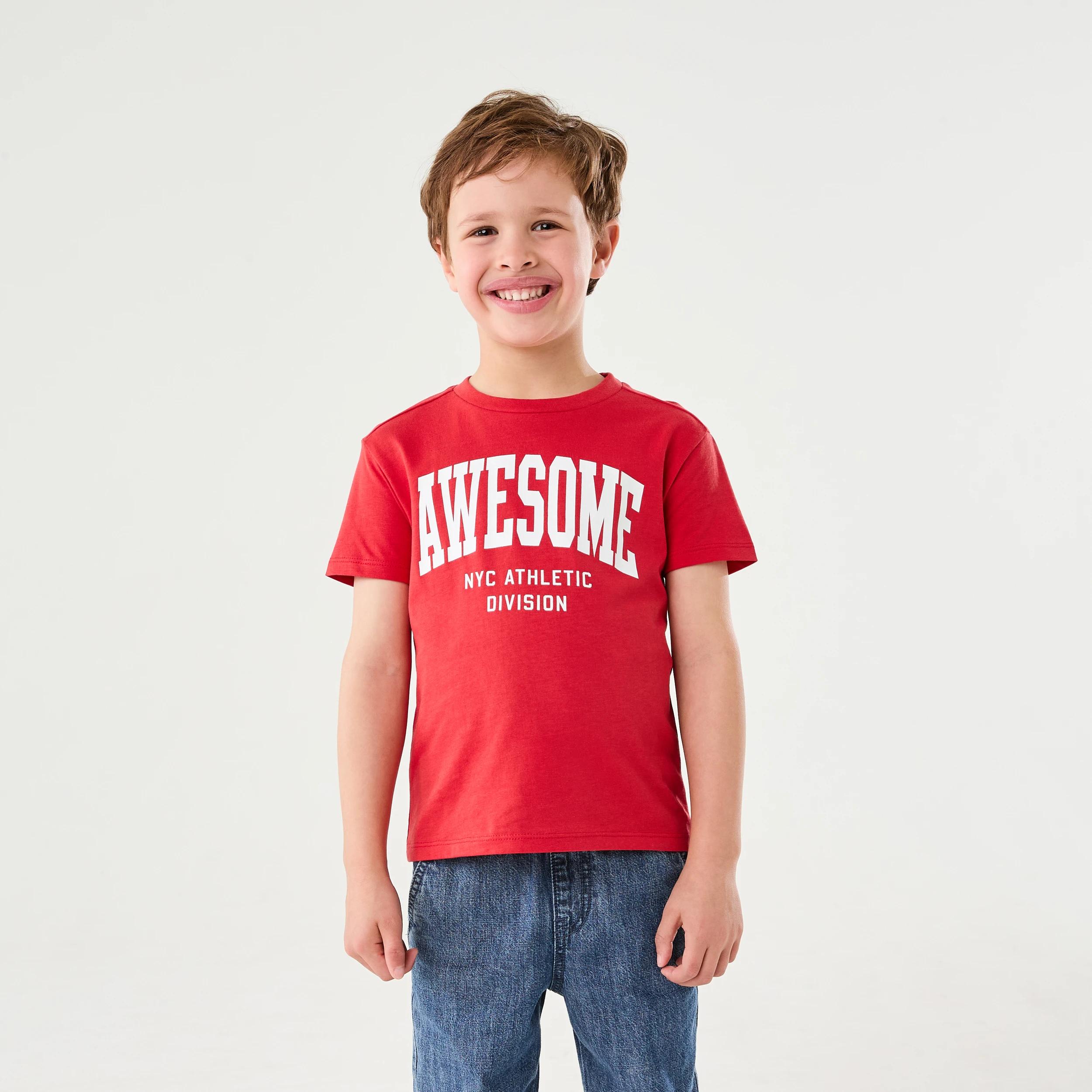 1 Chest Print T-shirt AWESOME VARISTY RED, 1 of 6
