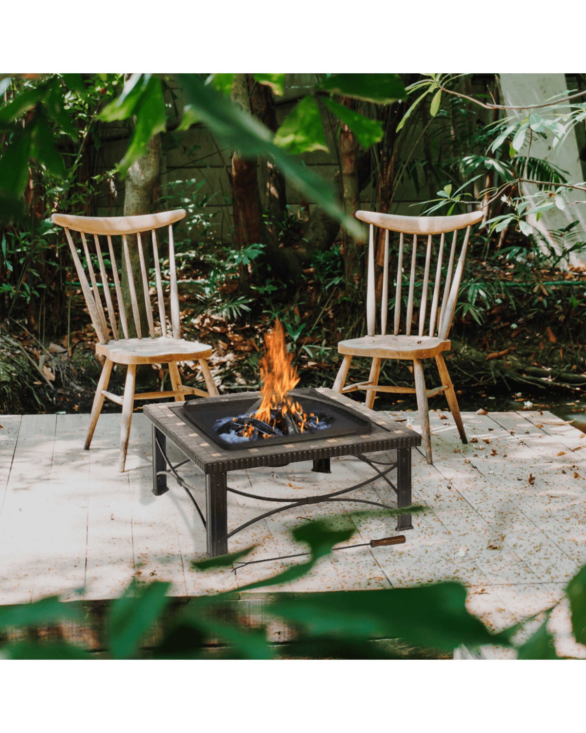 5 BR Home 30-Inch Square Slate Tile Fire Pit for Outdoor Patios, 5 of 5