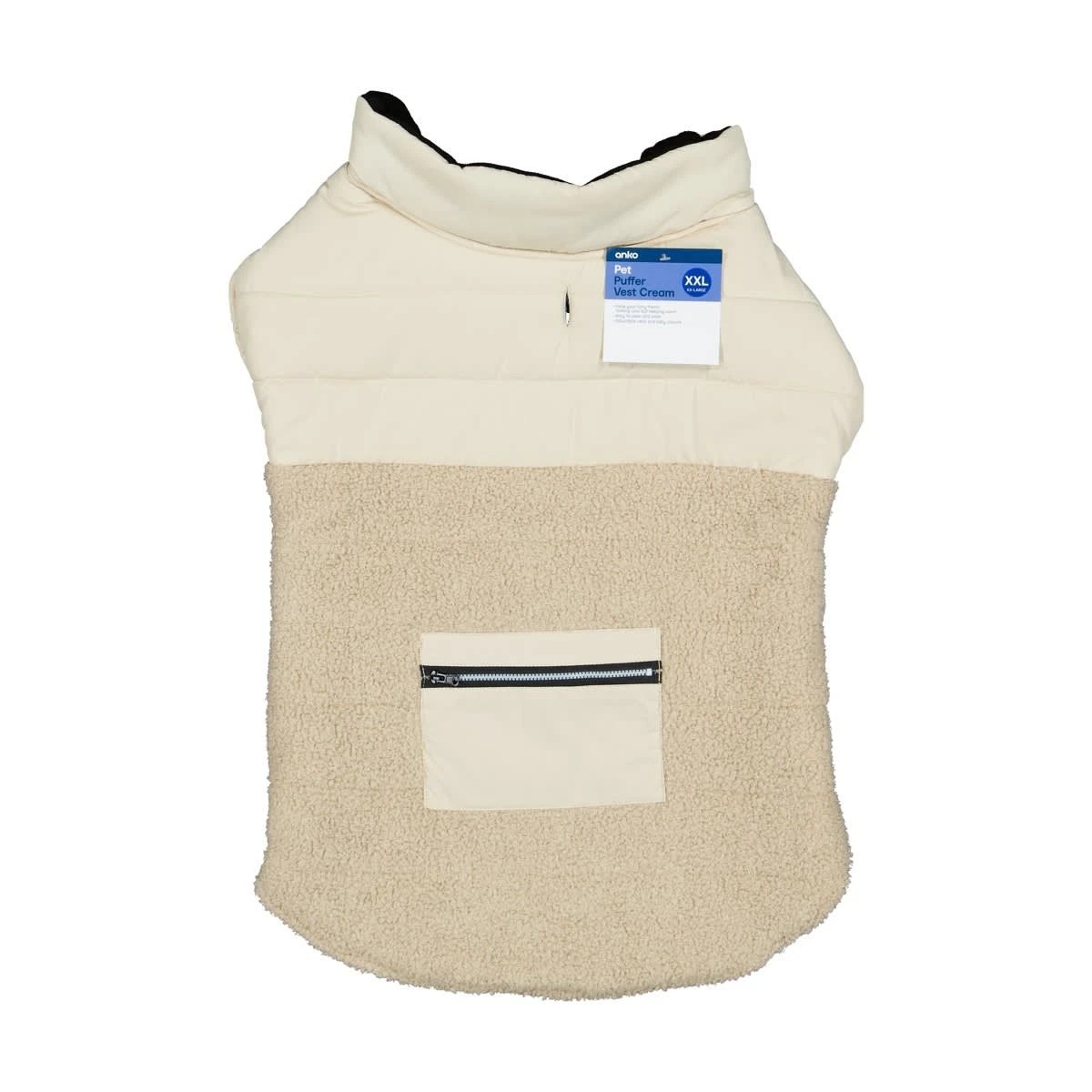 10 Pet Puffer Vest - Extra Extra Large, Cream, 10 of 10