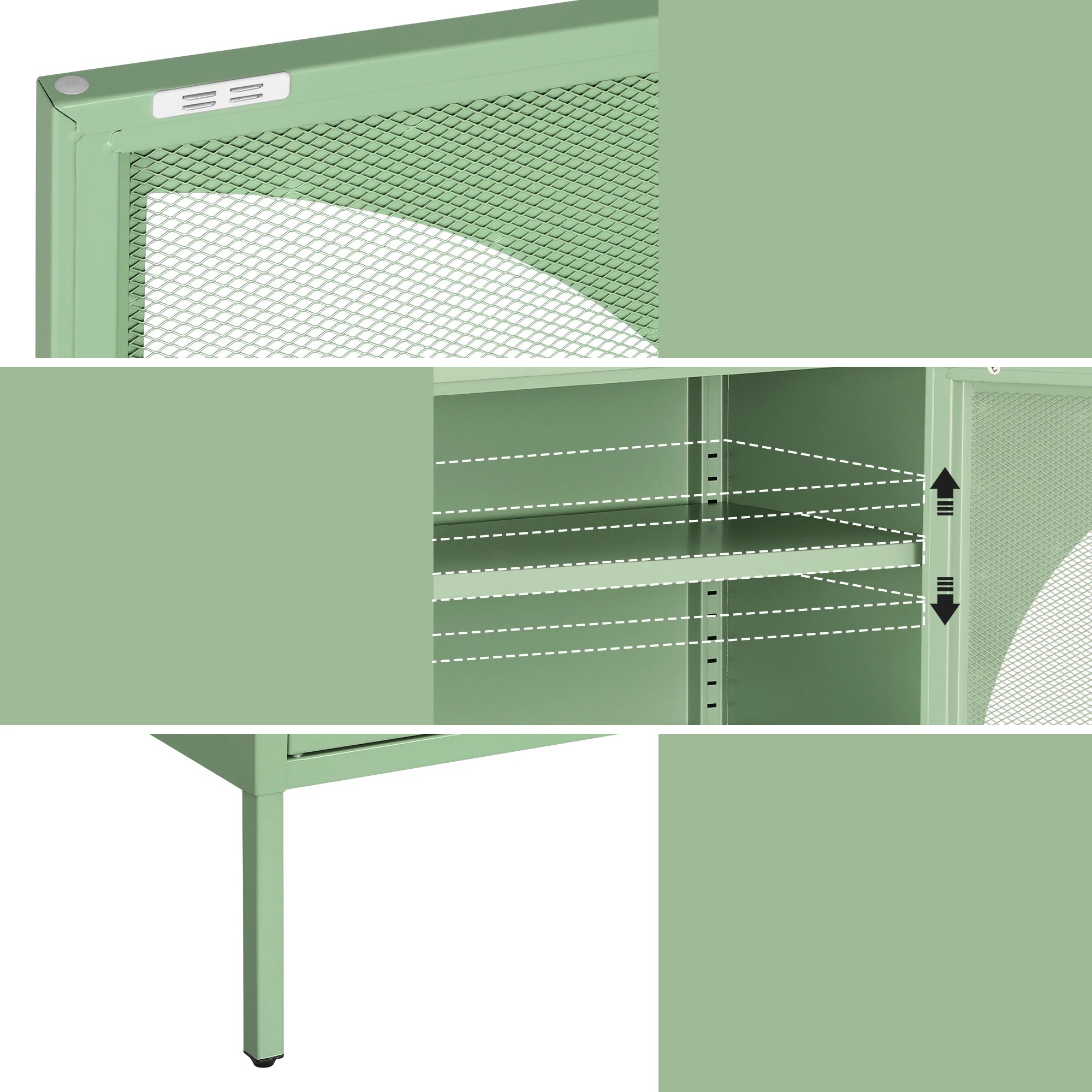 6 Artiss 2x Buffet Sideboard Cabinet ELSA Cupboard Storage Mesh Doors Metal - Green, 6 of 8