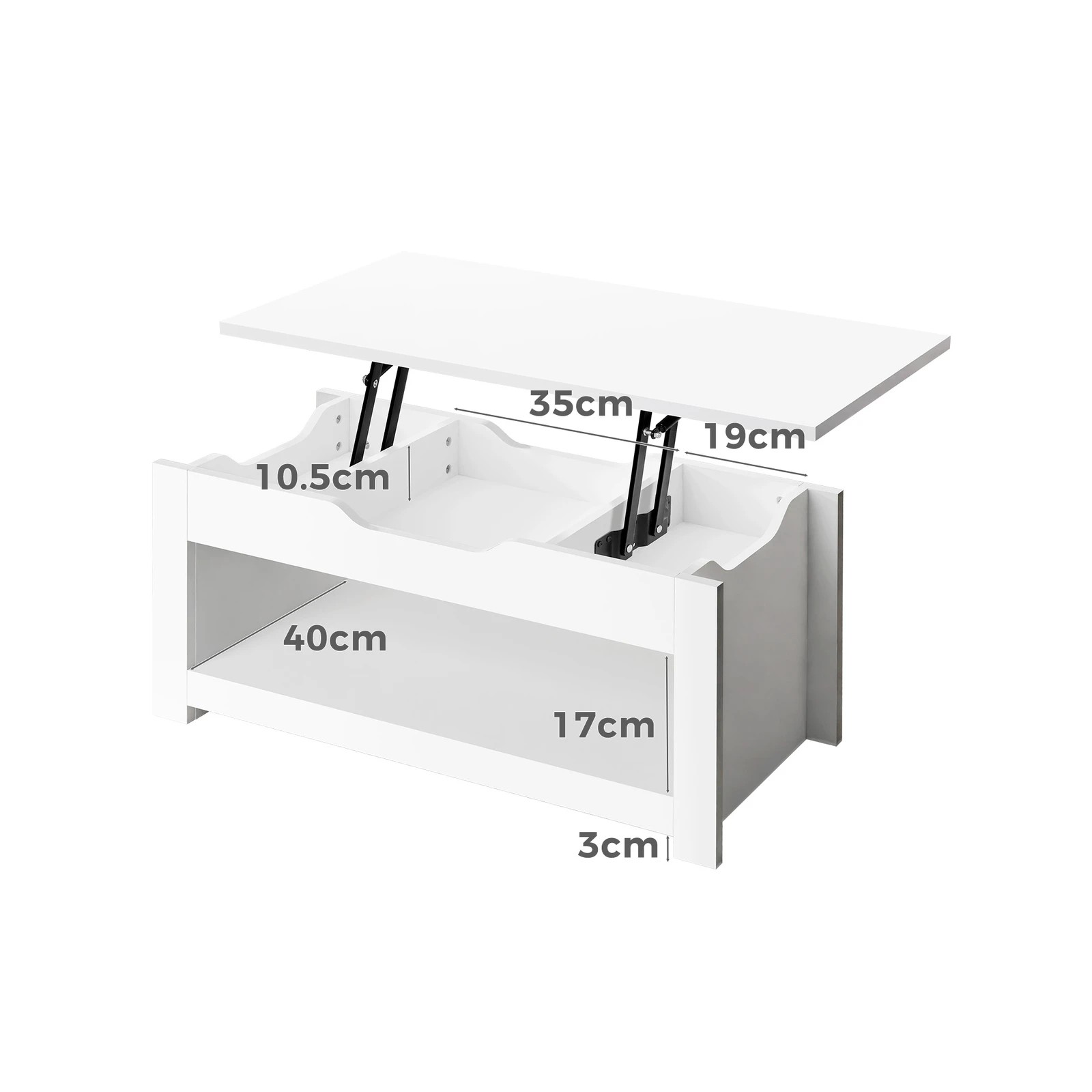 8 Alfordson Coffee Table Lift Up Top Laptop Desk Hidden Storage Shelf - White, 8 of 10