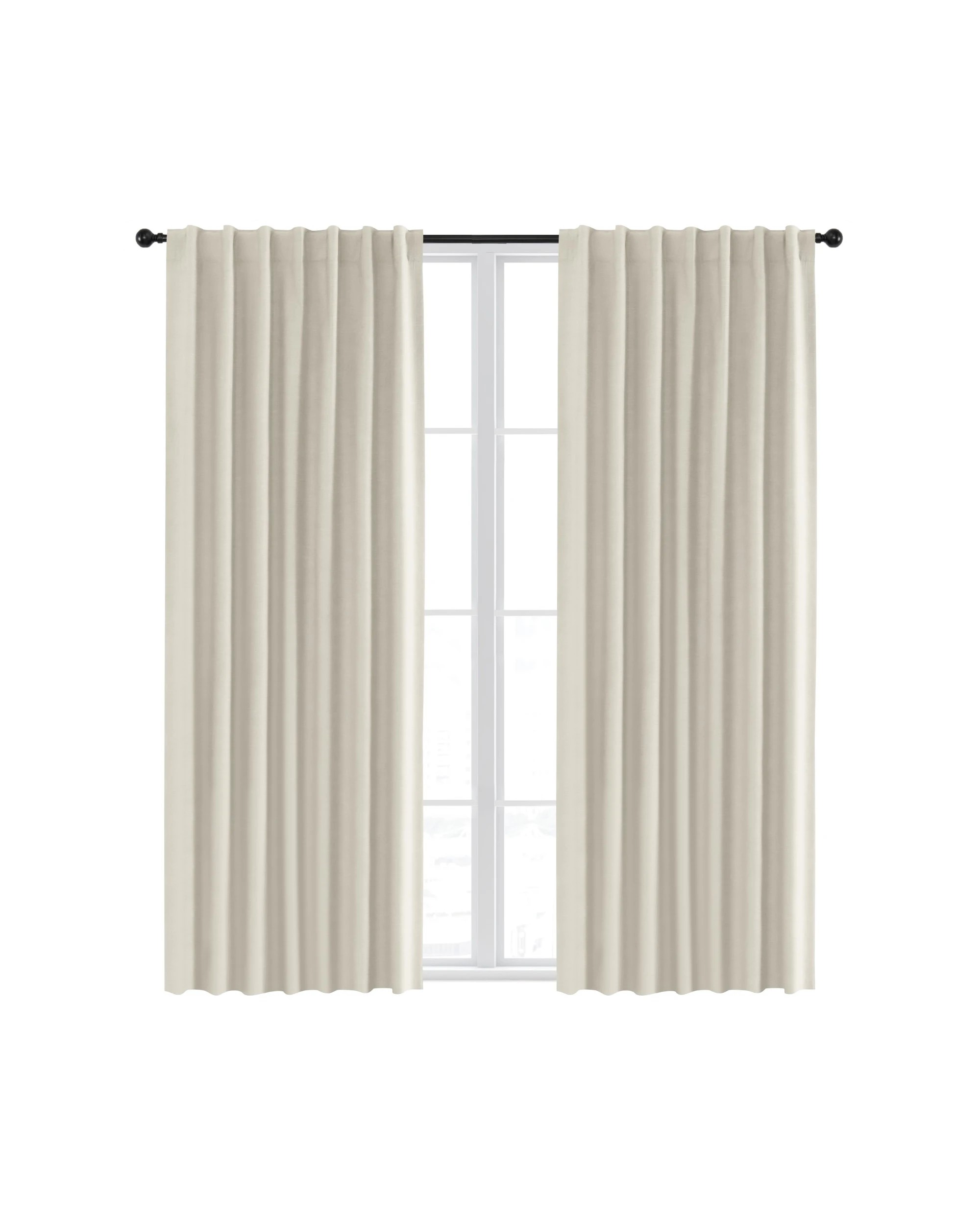 6 Sherwood Faux Linen 100% Blockout Concealed Tab Top Curtain Pair 225x223cm - Oat, 6 of 6