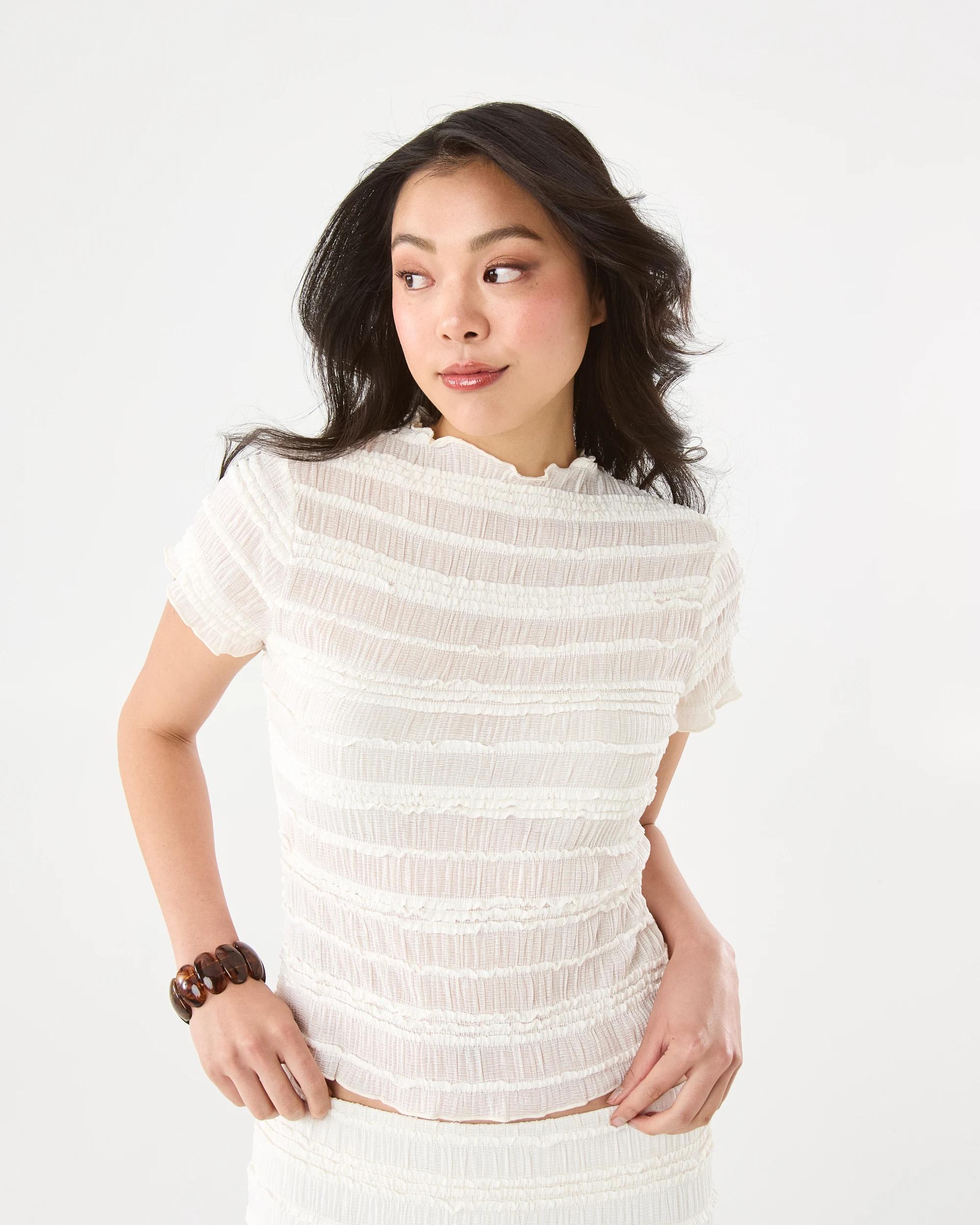 1 Short Sleeve Textured T-shirt Cld White, 1 of 8