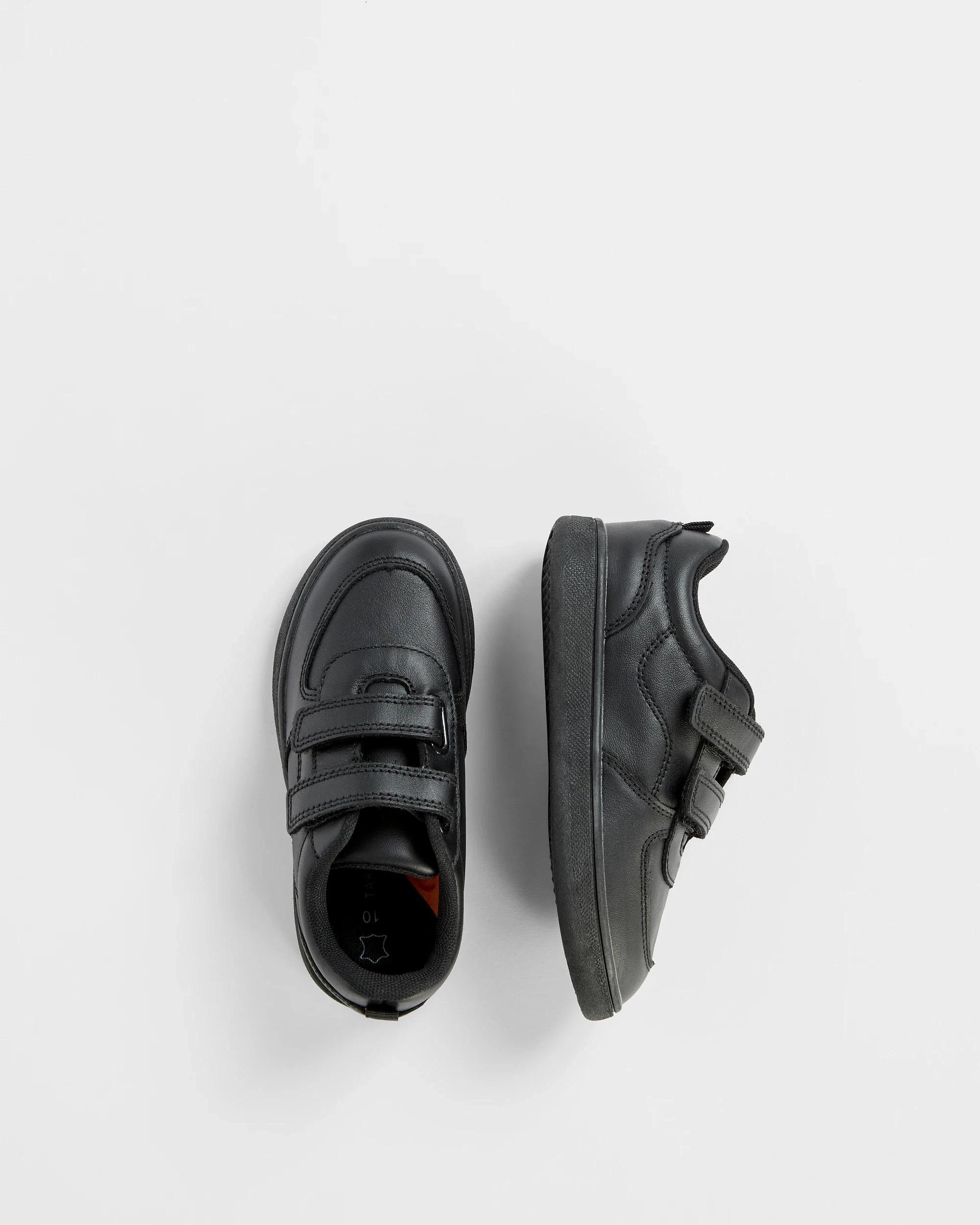 3 Target Youth Kids School Leather Hybrid Double Strap Runner BLACK, 3 of 3