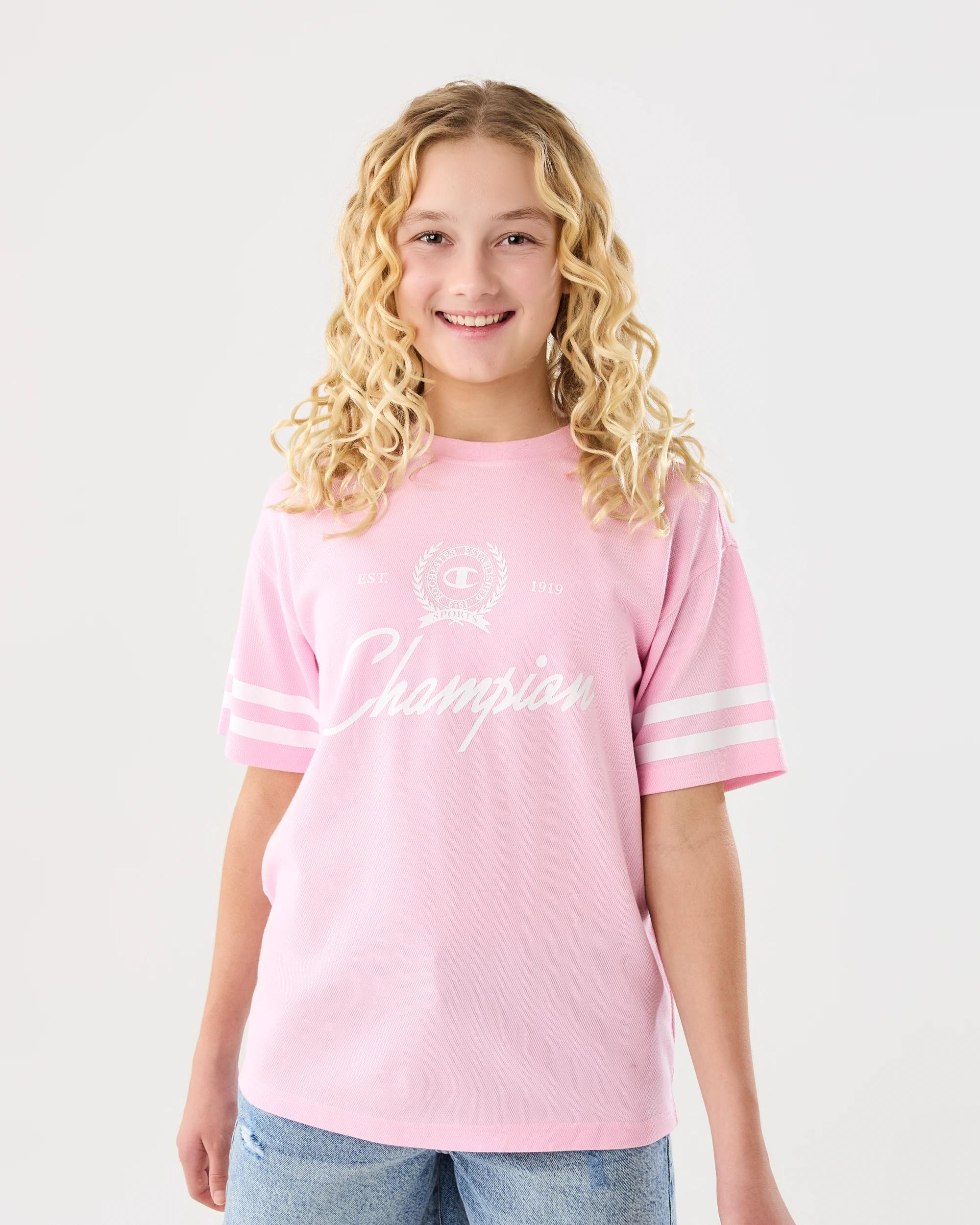 1 Champion Kids Mesh T-shirt Rose Pink, 1 of 8