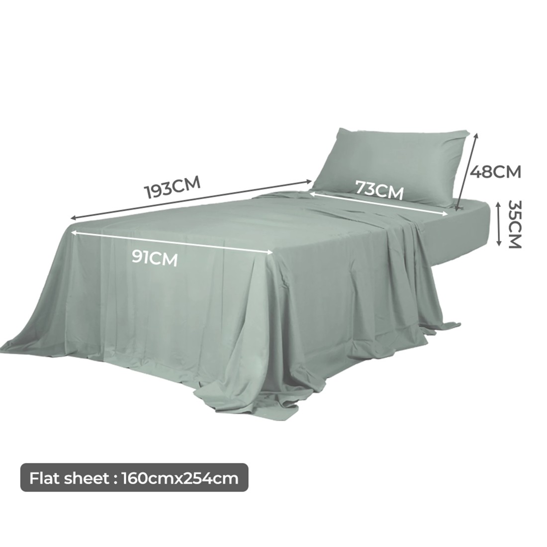 3 Dreamz Grey Bamboo Bed Sheet Set - Single Bed, 3 of 5