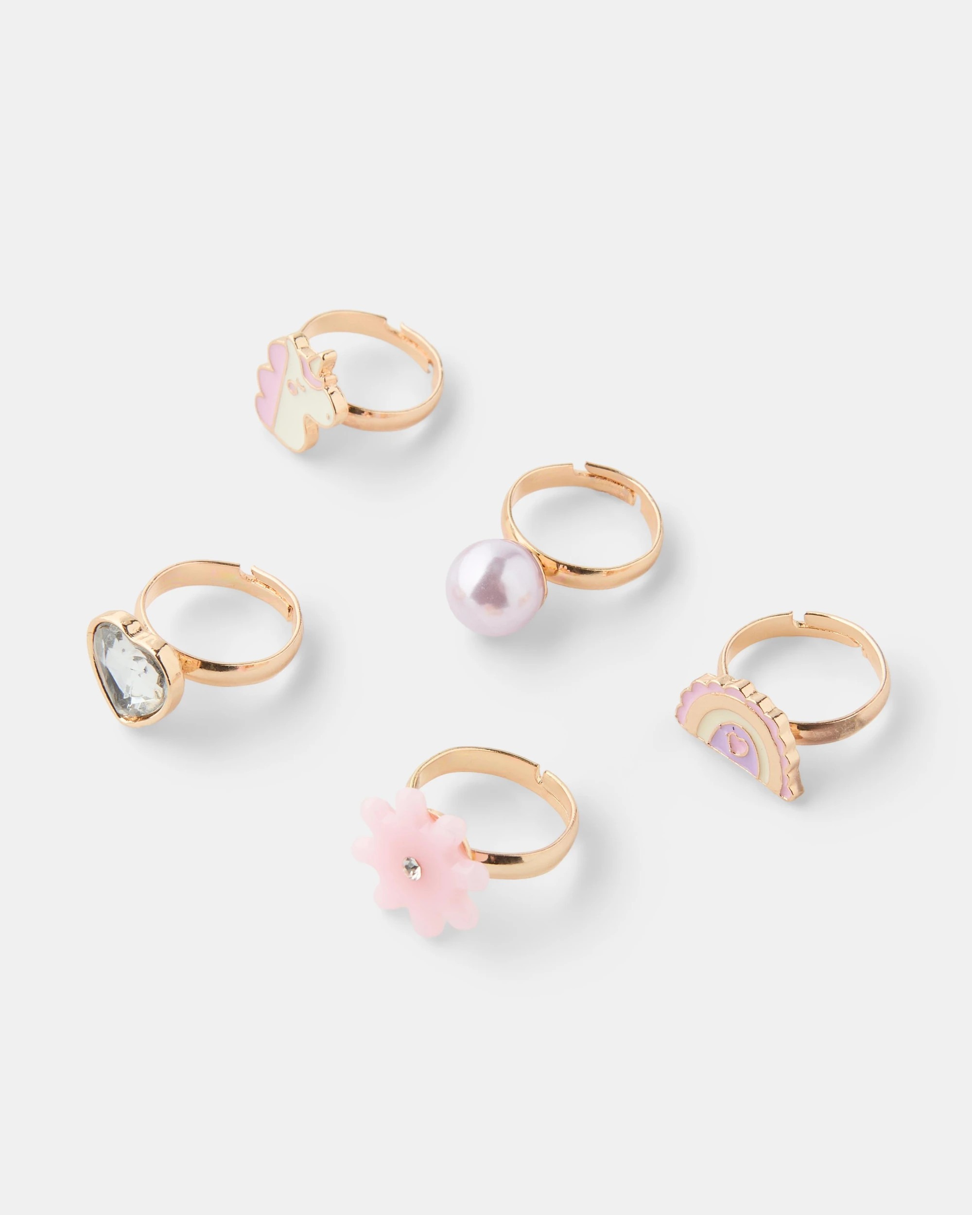 1 5 Pack Unicorn Rings - Gold Tone, 1 of 2