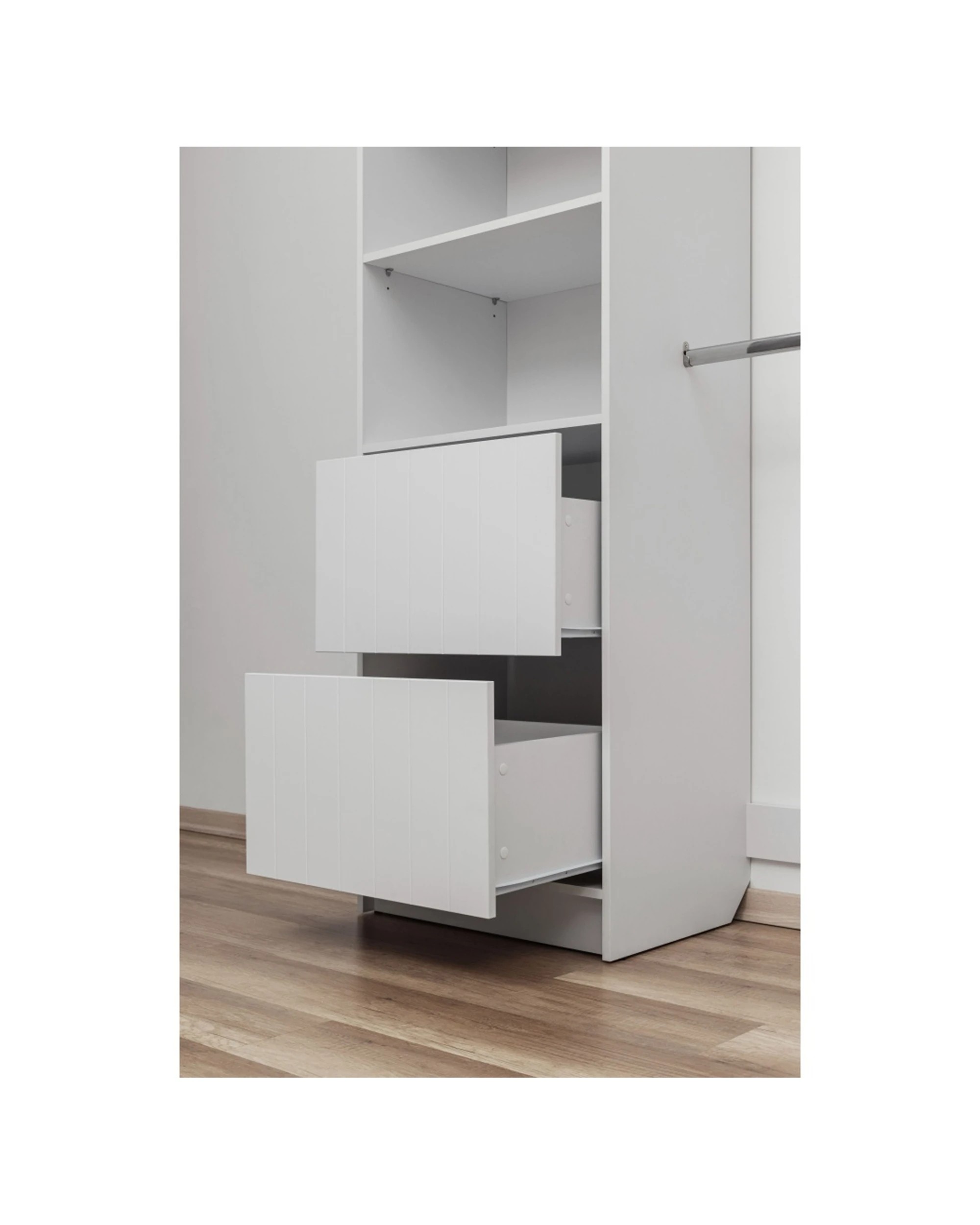 3 European Cabinetry Basel Walk In Wardrobe Kit VJ Panel Premium Swiss Krono Boads - White, 3 of 7