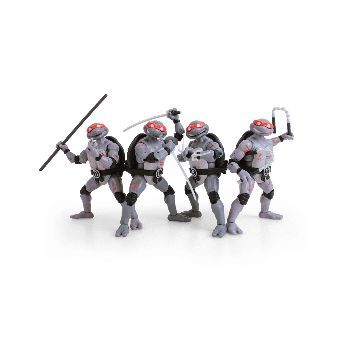 3 The Loyal Subjects BST AXN Teenage Mutant Ninja Turtles Black and White Battle Damaged Action Figure 4 Pack, 3 of 8