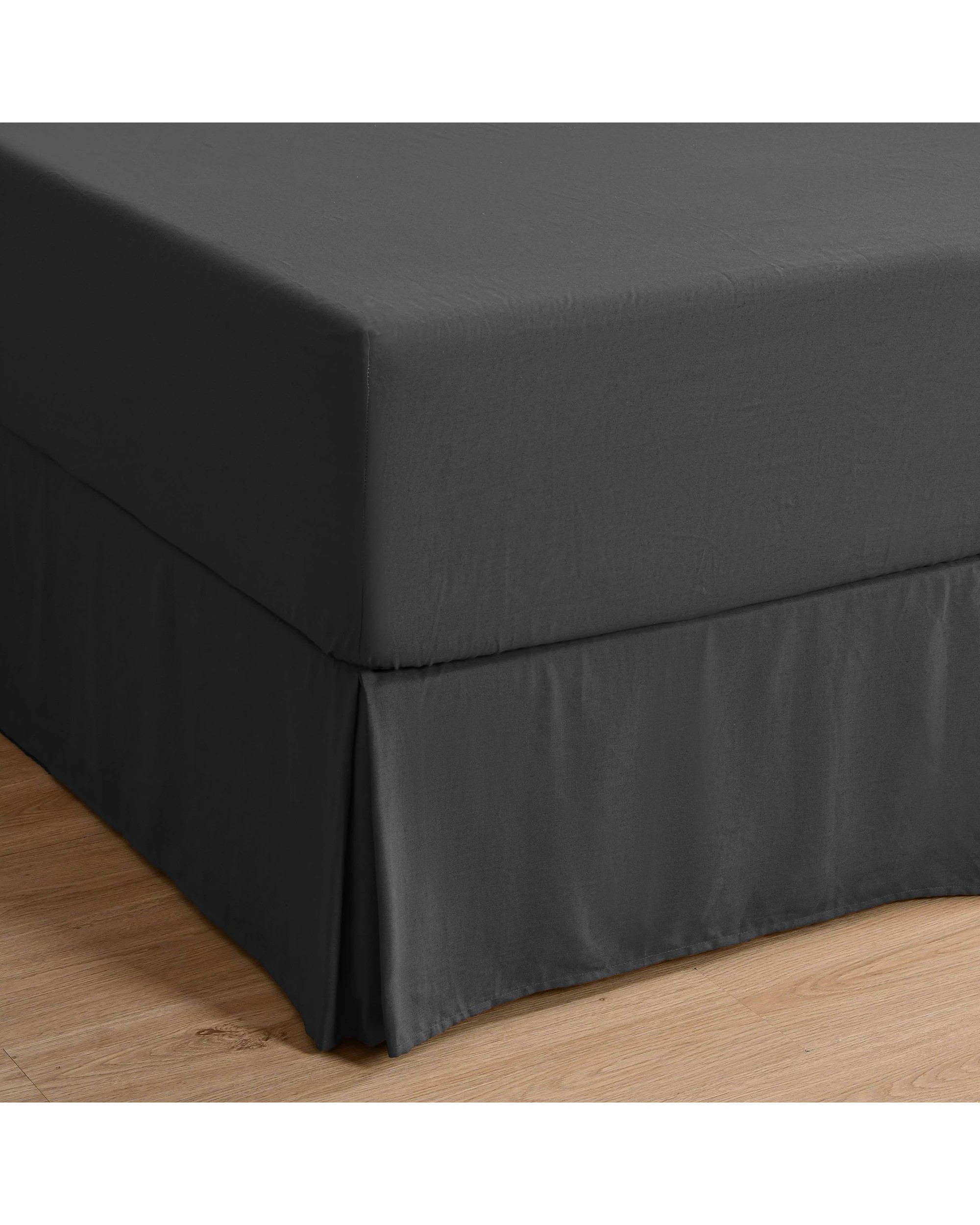 1 Dreamaker Linen Cotton Valance - Single Bed - Charcoal, 1 of 7