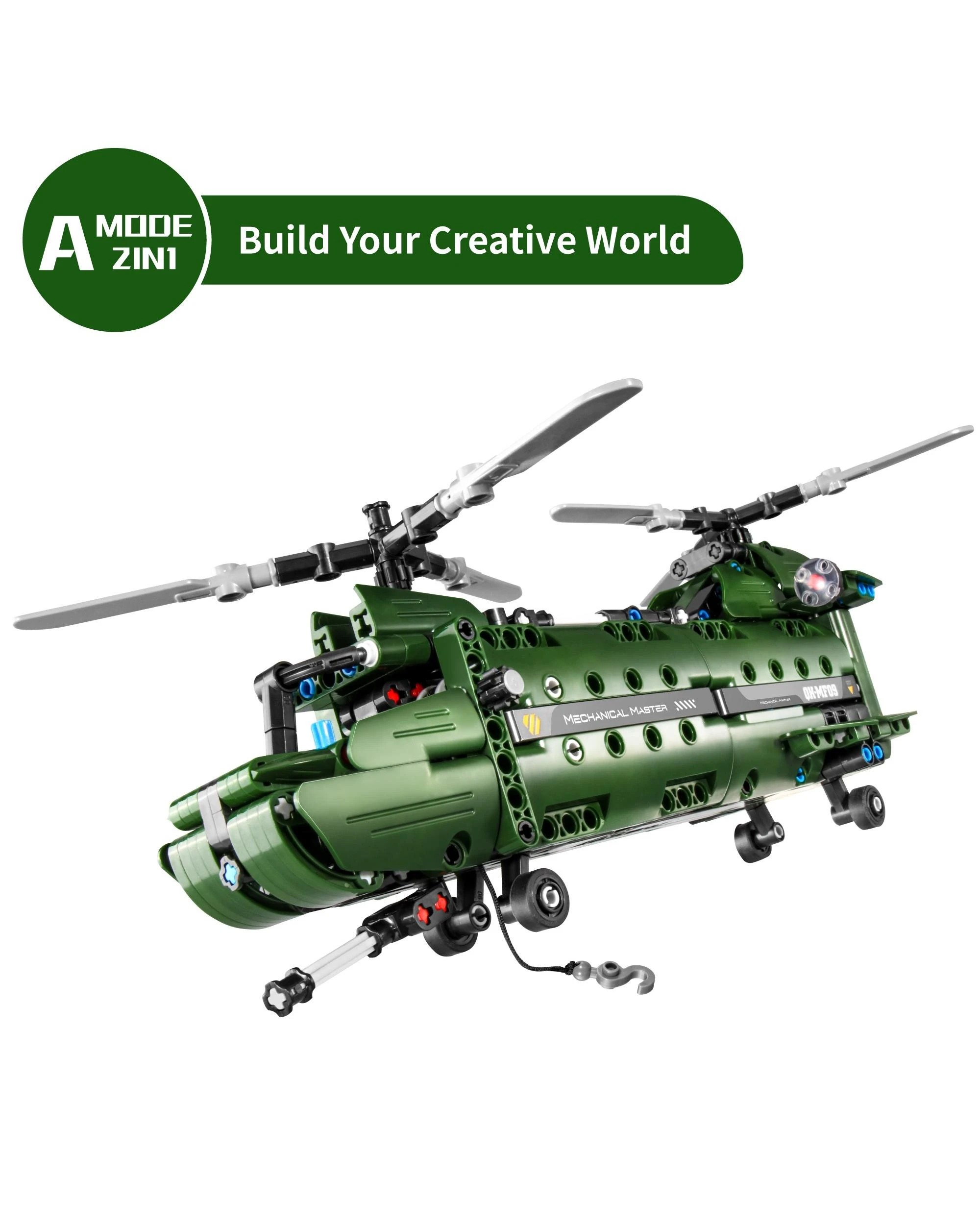 4 iM.Master Mechanical Master Military Helicopter 2-in-1 393 Piece Model Kit - 6809 - Green, 4 of 9