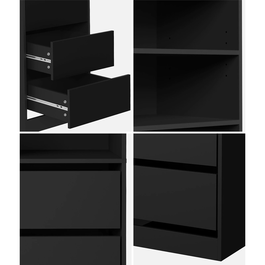 4 Oikiture Wardrobe Shelf Unit Clothes Storage Cabinet 3 Drawers Organizer
 - Black, 4 of 10