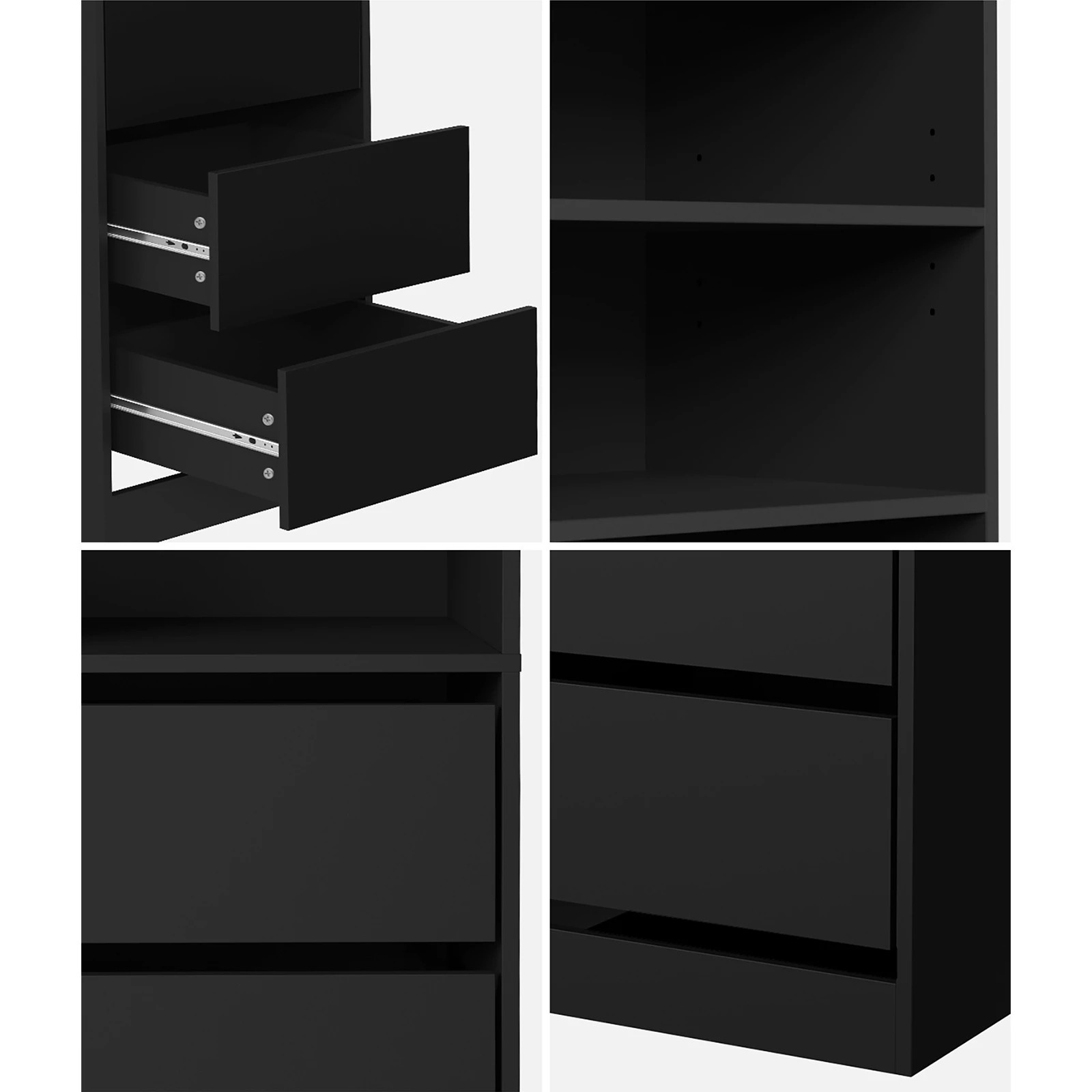 4 Oikiture Wardrobe Shelf Unit Clothes Storage Cabinet 3 Drawers Organizer
 - Black, 4 of 10