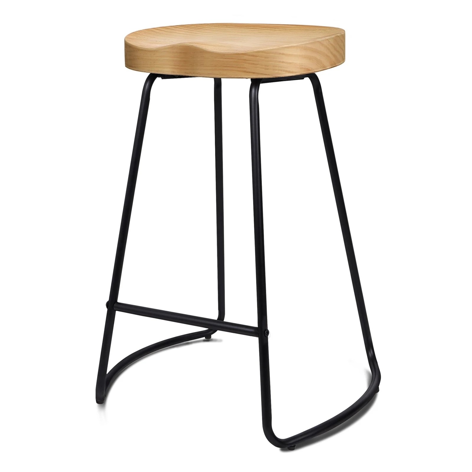 4 Alfordson 2x Bar Stools 65cm Tractor Kitchen Wooden Vintage Chair - Natural, 4 of 10